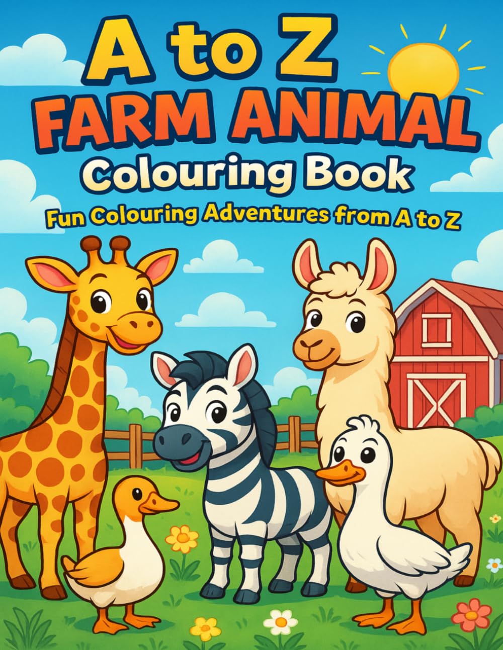 A to Z Farm Animal Colouring Book: Fun Alphabet Adventures for Kids Ages 3–6: Learn the Alphabet Through Animal Coloring Fun