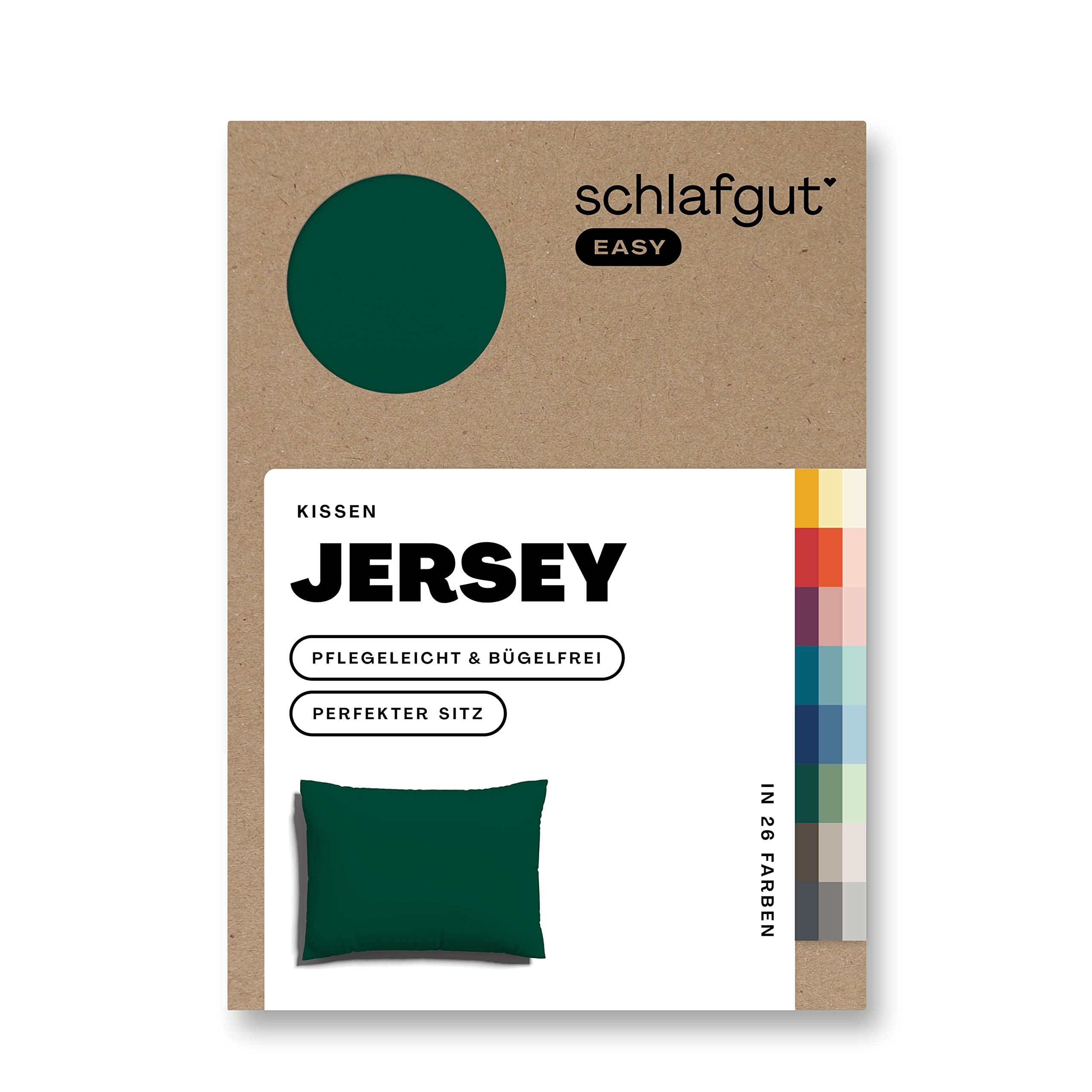 schlafgut Easy Jersey Kissenbezug 60x80 cm 100% Baumwolle, Green Deep