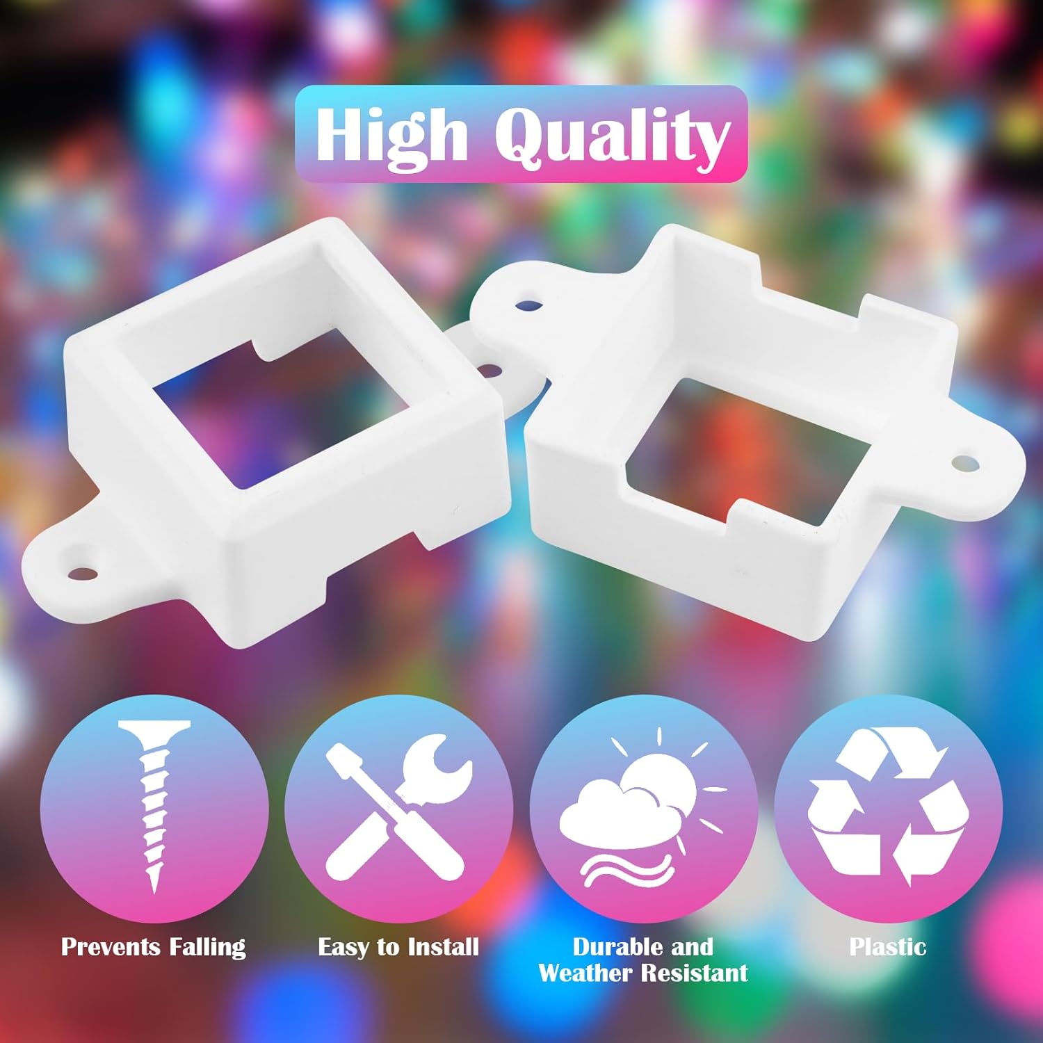 50Pcs Mounting Brackets Outdoor LED Light Clips with Screws Waterproof Compatible with Govee Non-Pro Version Model H705 RGBIC for Wood Steel Siding White