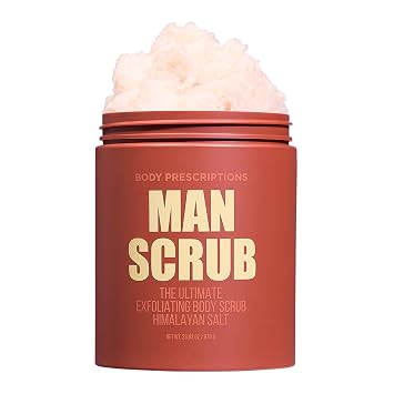 Body Prescriptions Mens Exfoliating Body Scrub Ultimate Skin Cleansing Wash in Jar with Twist-Top Lid, For All Skin Types, 21 Ounce Pack of 1, Himalayan Salt
