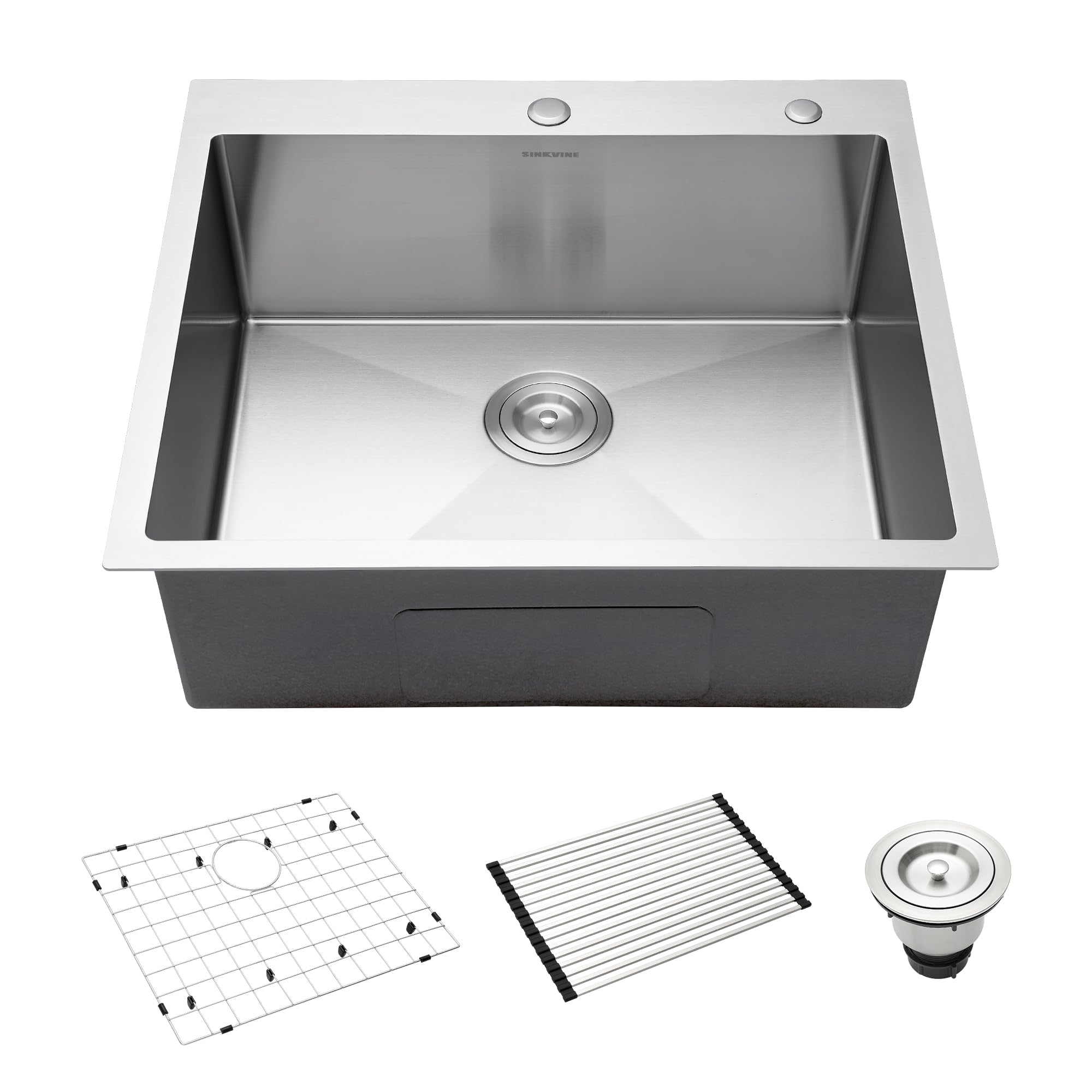 25-Inch Drop-In Kitchen Sink Stainless Steel Top Mount Single Bowl