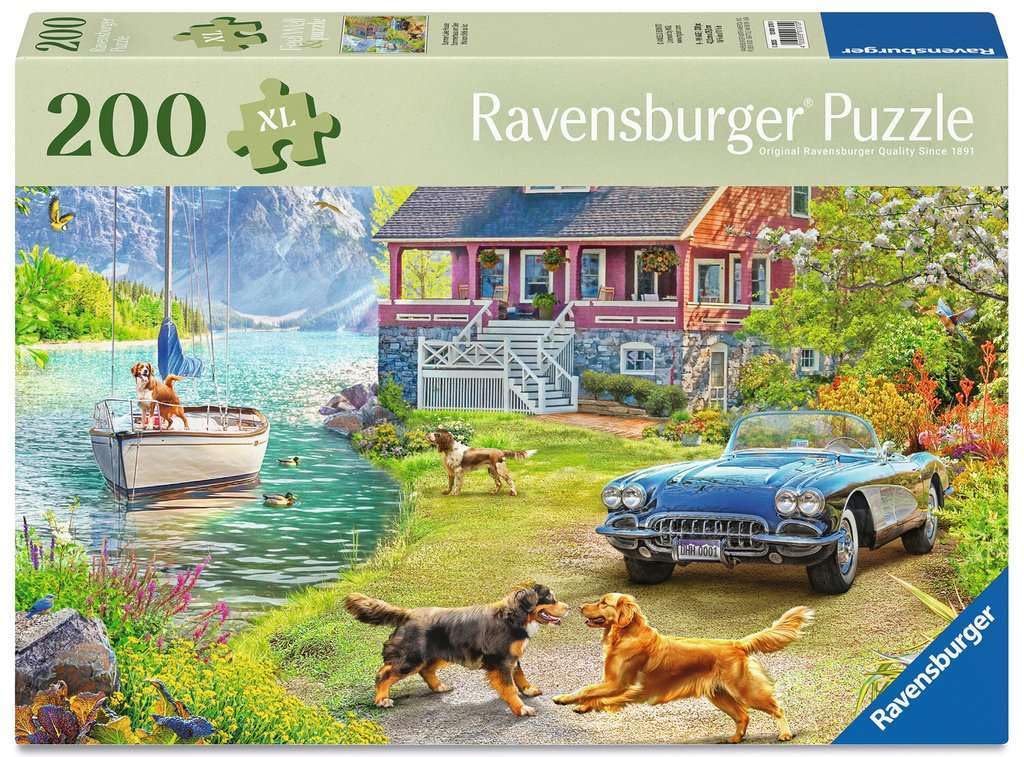Ravensburger Feel Well & Puzzle & Board - Summer Lake House, 200 piece for Adults and Kids Age 9 Years Up