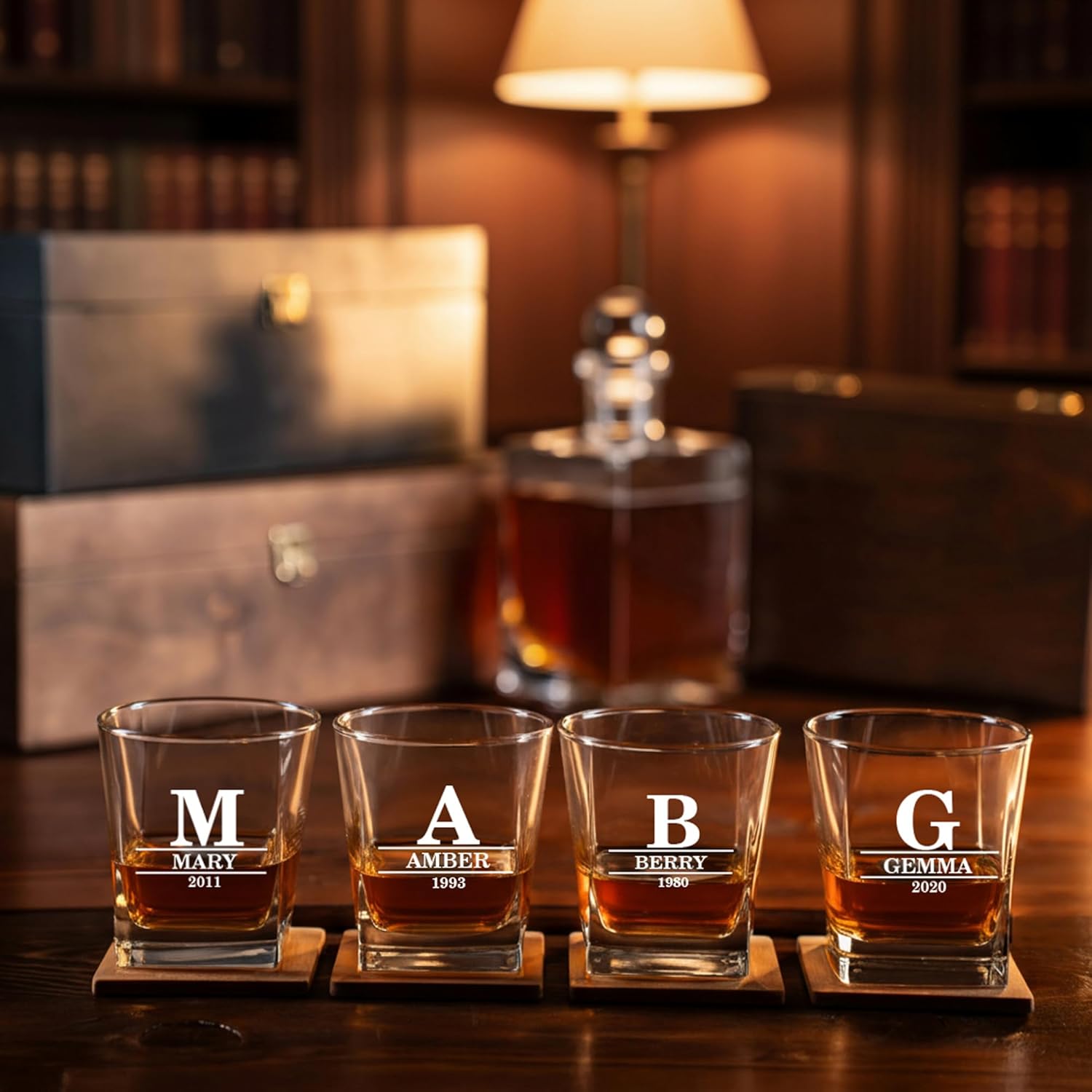 Personalized Engraved Whiskey Glass 10.25 oz – Etched Bourbon Glass with Heavy Base, Old Fashioned Cocktail Glass, Groomsmen & Father’s Day Gift design (Whiskey Design 4) - Image 4