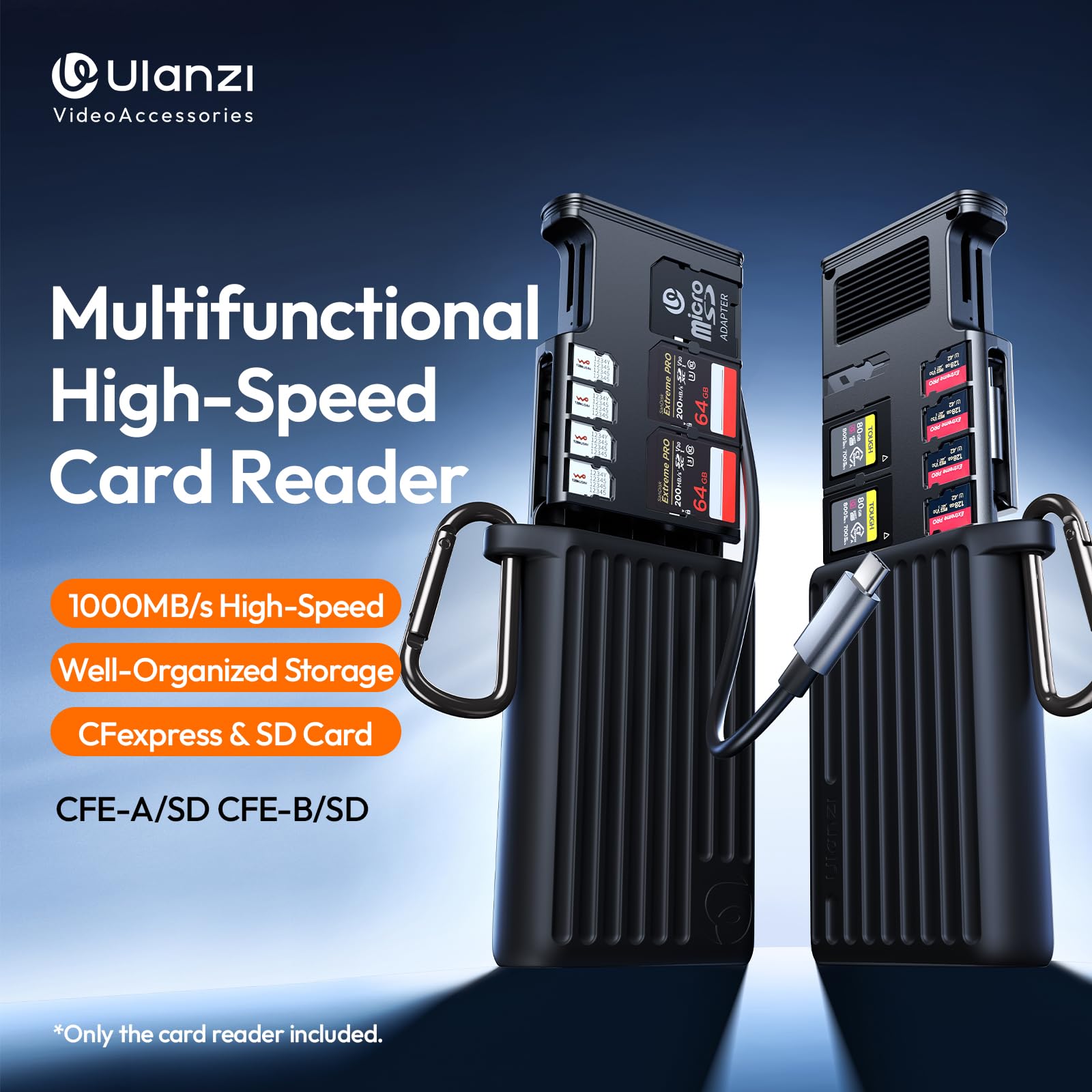 ULANZI MCR-01 - Custodia per lettore di schede SD ad alta velocità, lettore di schede USB 3.2 CFexpress A, 2 in 1, supporto per lettore di schede SD/Micro SD, custodia impermeabile, custodia per