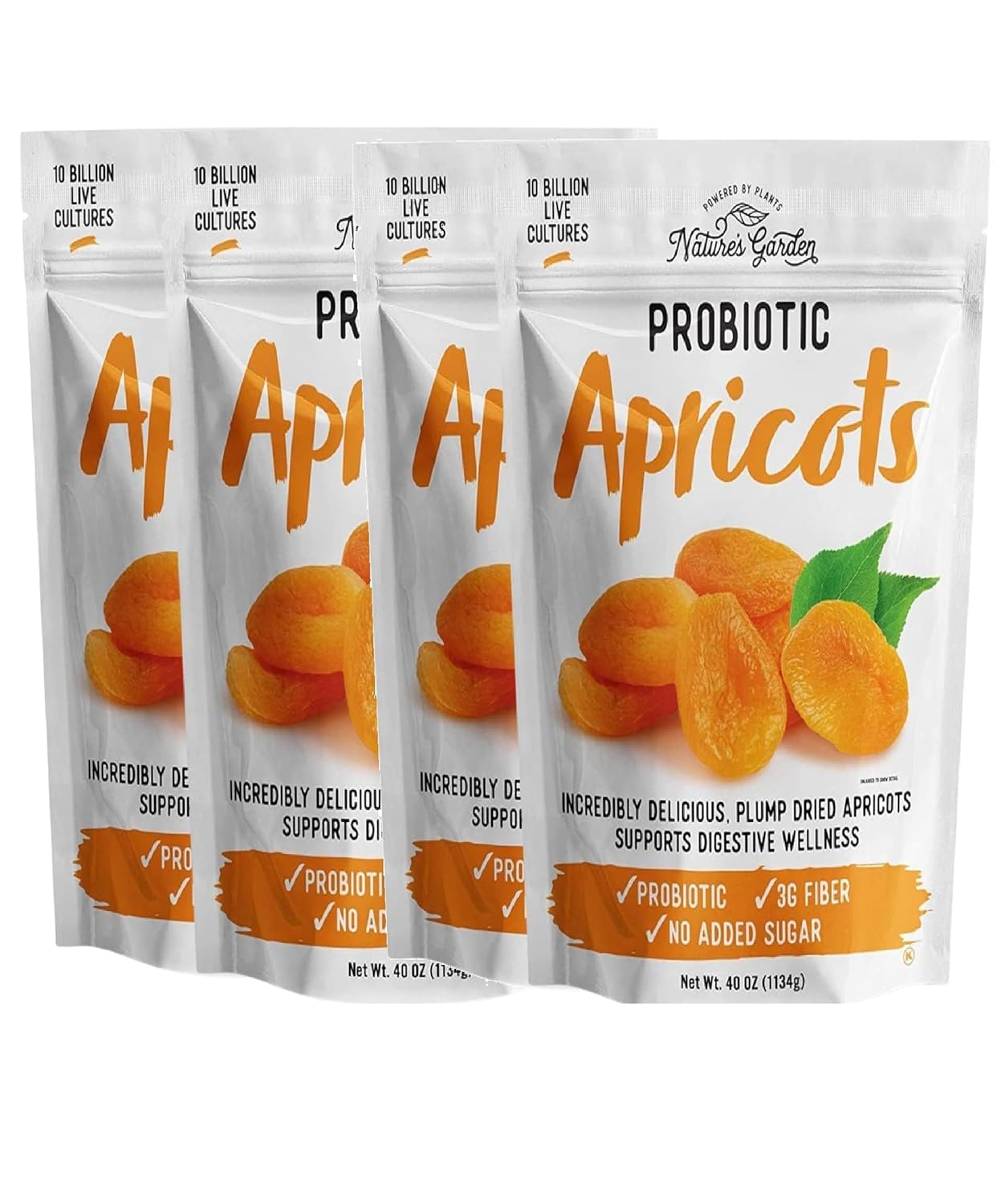 Generic Natures Garden Probiotic Apricots ~ Large 40oz Bag ~ Probiotic Dried Fruit, Plump Dried Apricots, Gluten-Free, No Sugar Added Dairy-Free, Vegan (Pack of 4 bags)