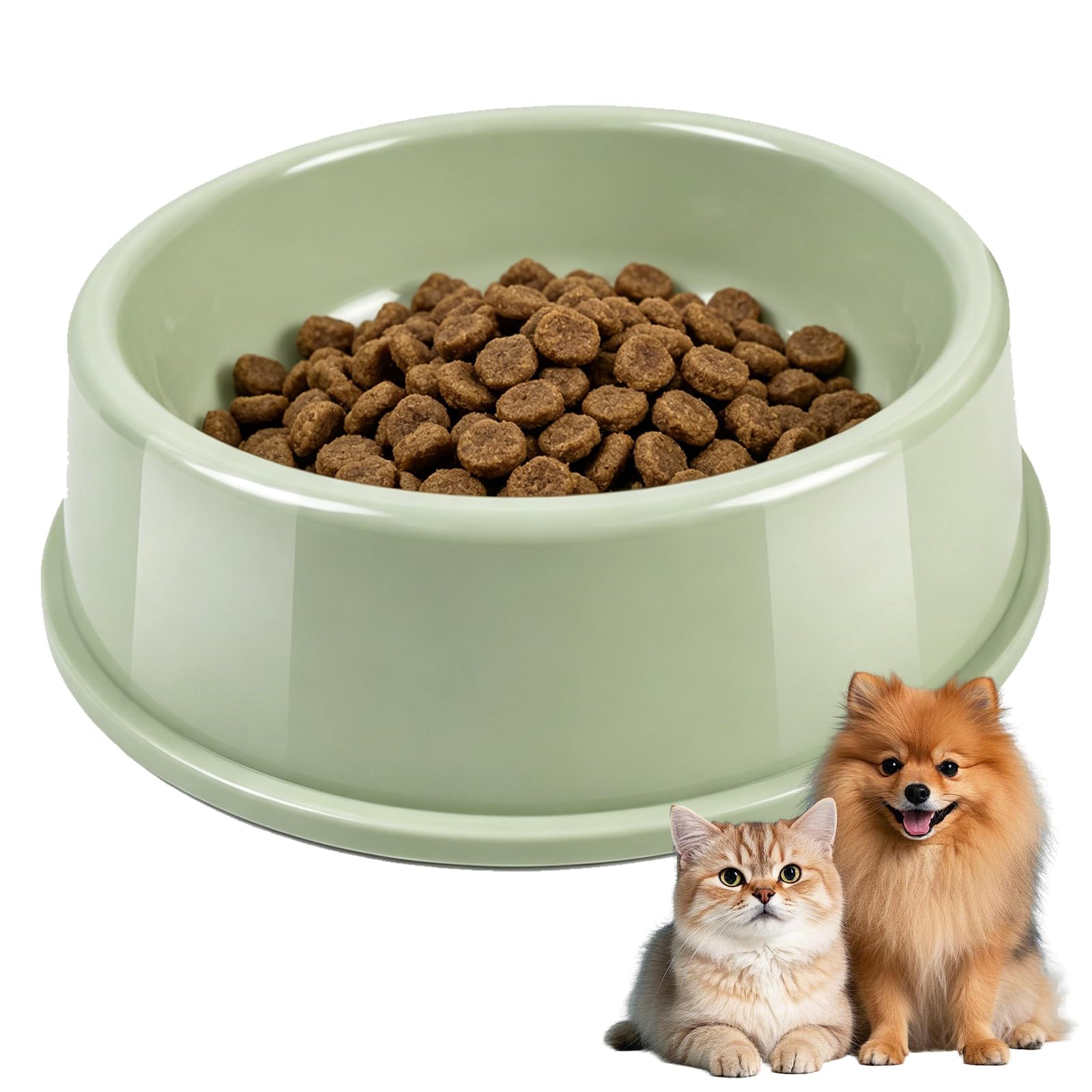 Dog Water Bowl Large, Upgraded Thickened Plastic Pet Food Bowl, Non Spill Slip Resistant Feeder for Dogs and Cats, Food Grade Material, Green
