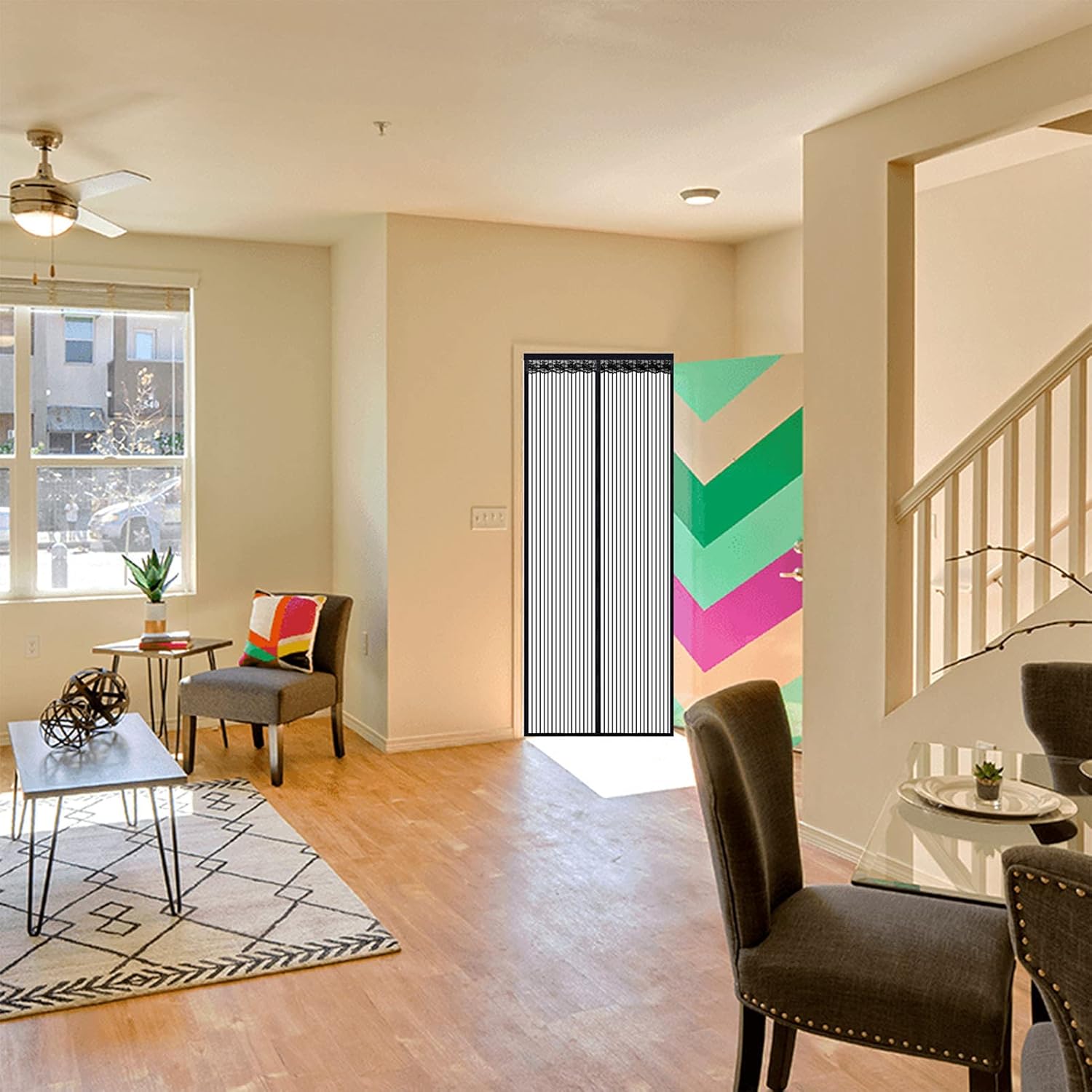 Magnetic Screen Door Hands-Free 27x82in, Magnetic Mesh Door Screen, Durable Polyester Mesh Curtain with Upgraded Tight Sealing Magnets, for Kids and Pets Friendly