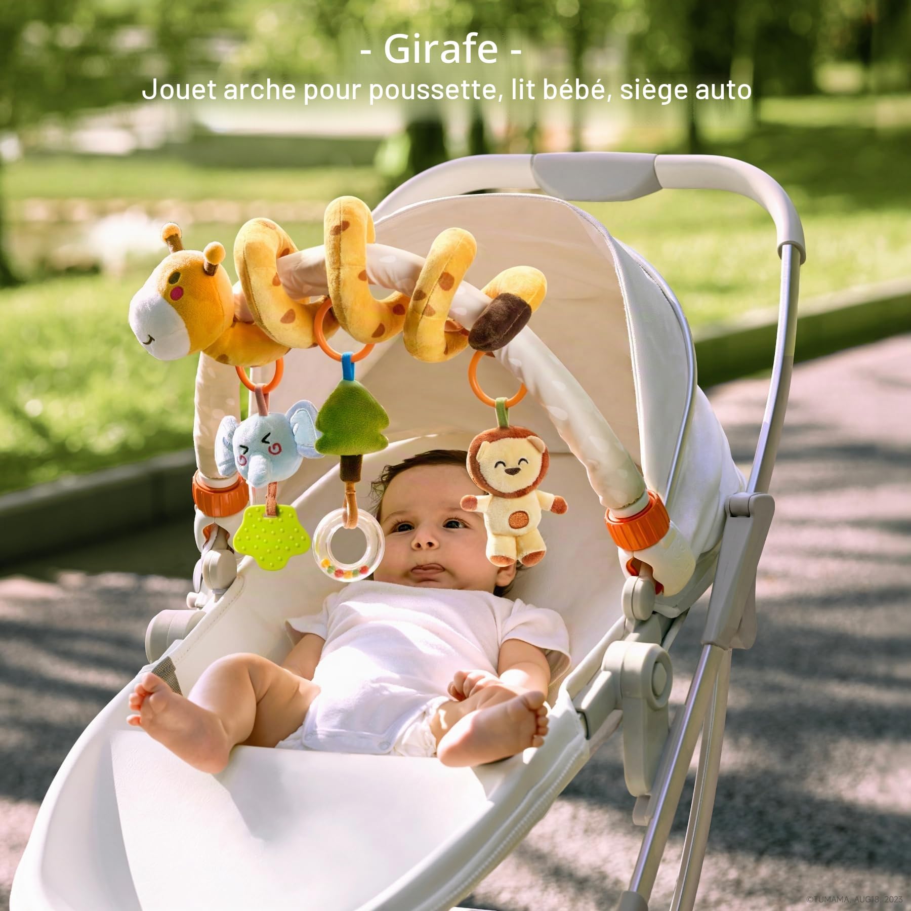 TUMAMA Kids Jouet Arche pour Poussette, Mobile Portable pour bassinette, siège Auto, Accessoires pour Berceau, Arche d'activité de Voyage pour bébés de 0 à 12 Mois.