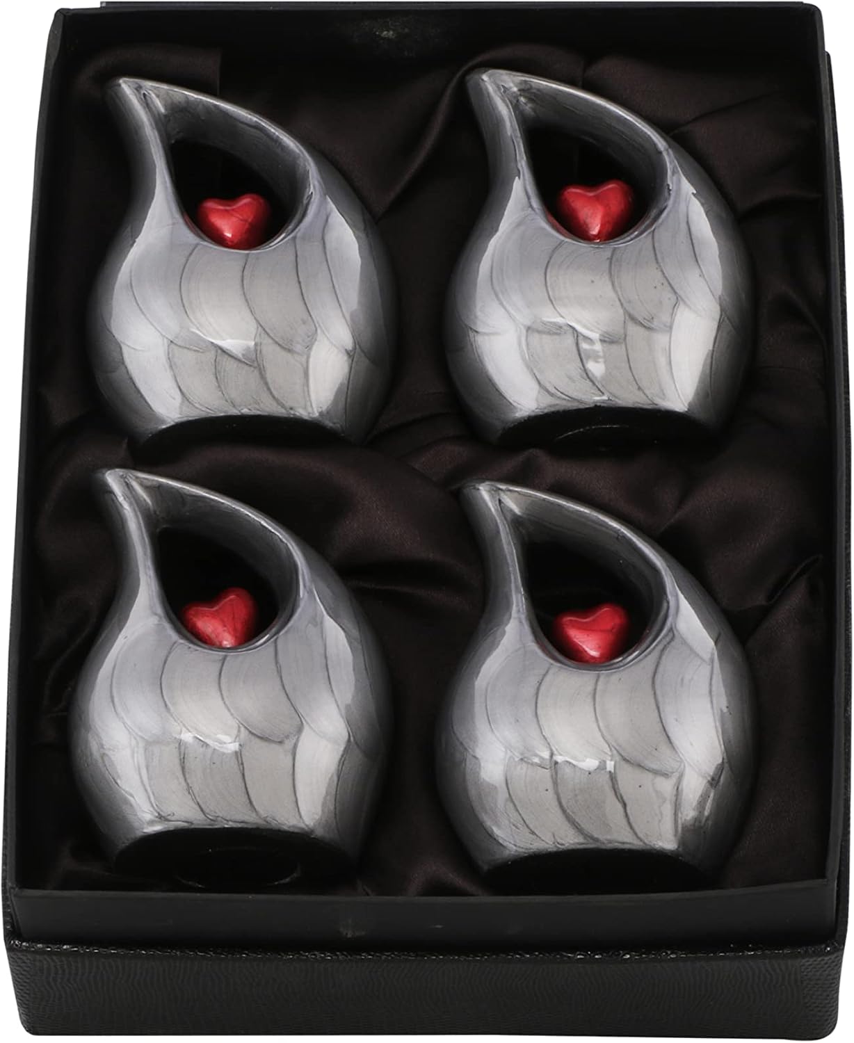 Keepsake Urn for Human Ashes – Heart Design Memorial Urn, Small Cremation Urn, Funeral Urn for Women & Men, Home Display or Burial (Customize, Keespake Set of 4)