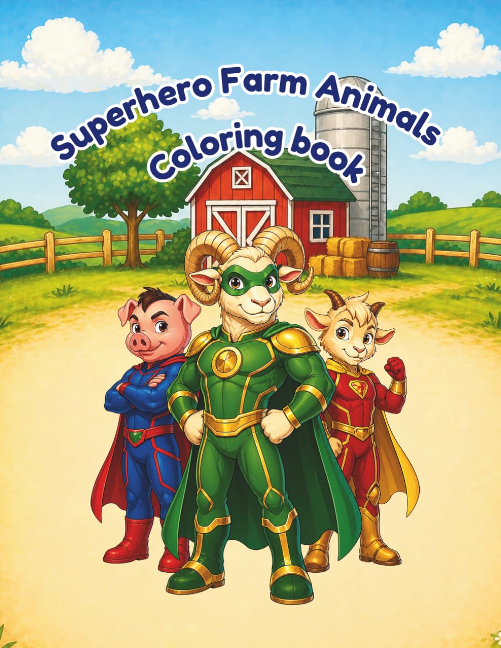 Superhero Farm Animals Coloring Book