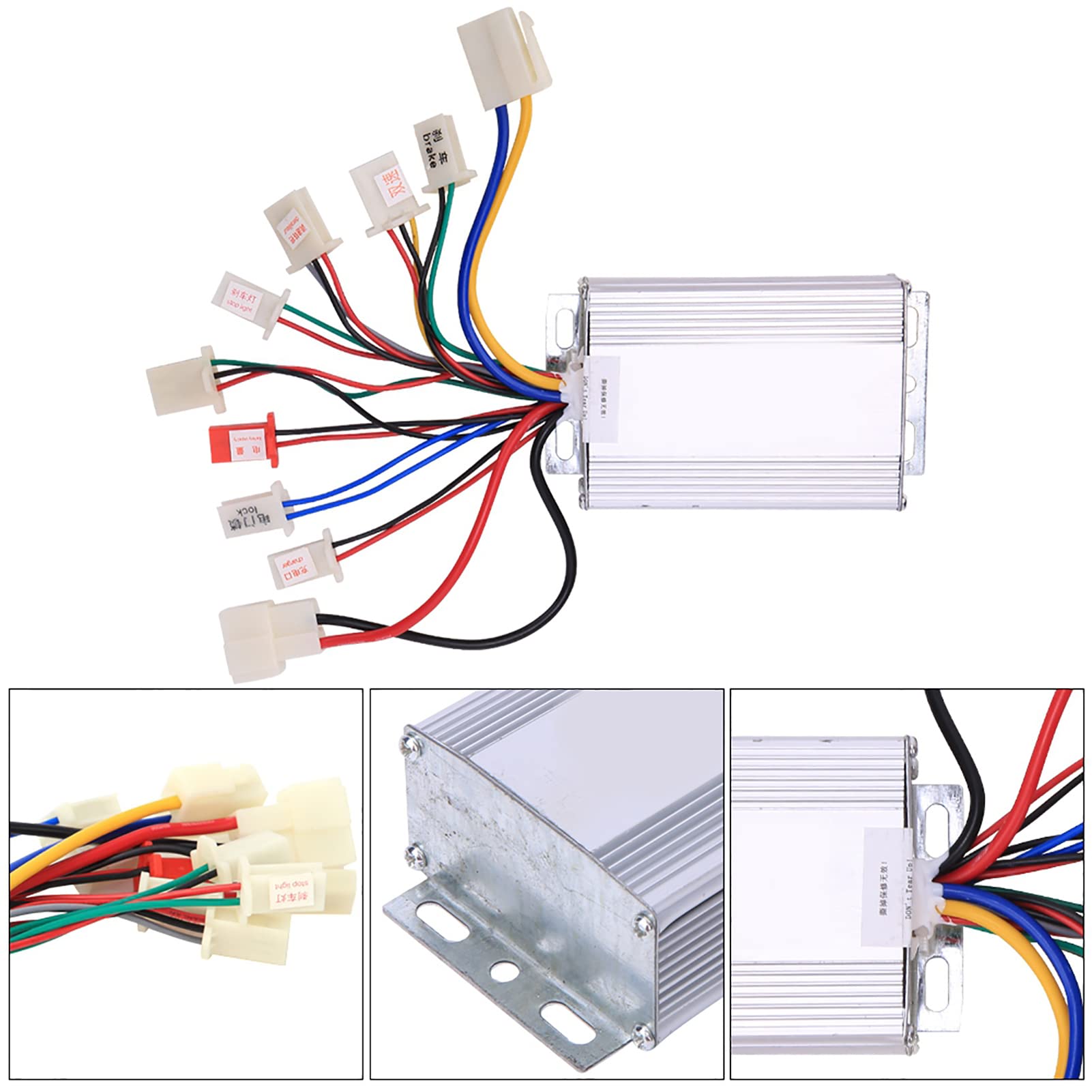 Contrôleur moteur brushed 36V 500W en alliage d'aluminium pour vélo électrique, compatible moteurs DC 180W1000W, refroidissement efficace et installation rapide