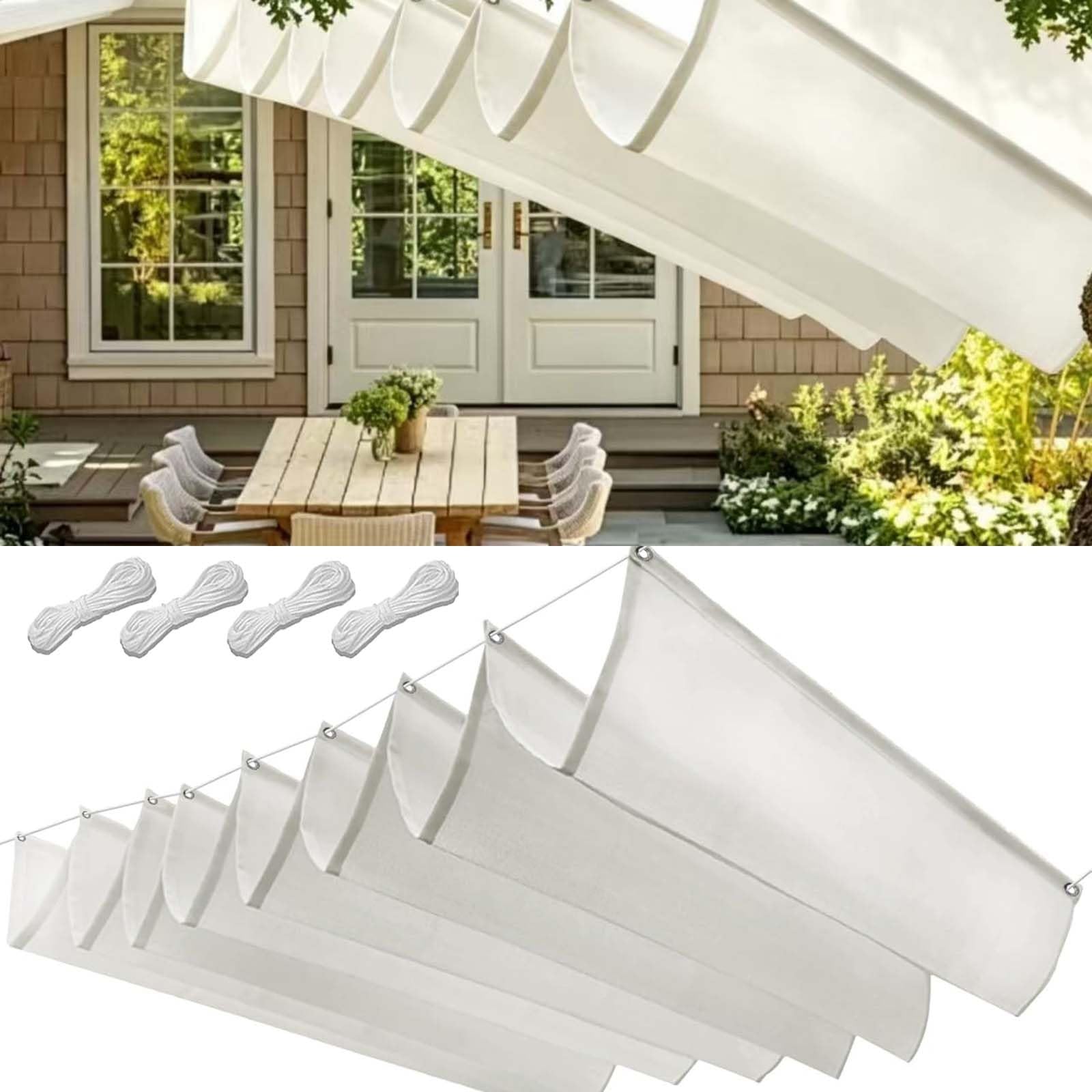 Wodoodporny Żagiel Przeciwsłoneczny 90x280cm Blokujący 98% UV Żagiel Przeciwsłoneczny Do Pergoli Z Oczkami I Sznurkiem Do Ogrodu Zewnętrznego, Patio, Trawnika, Biały