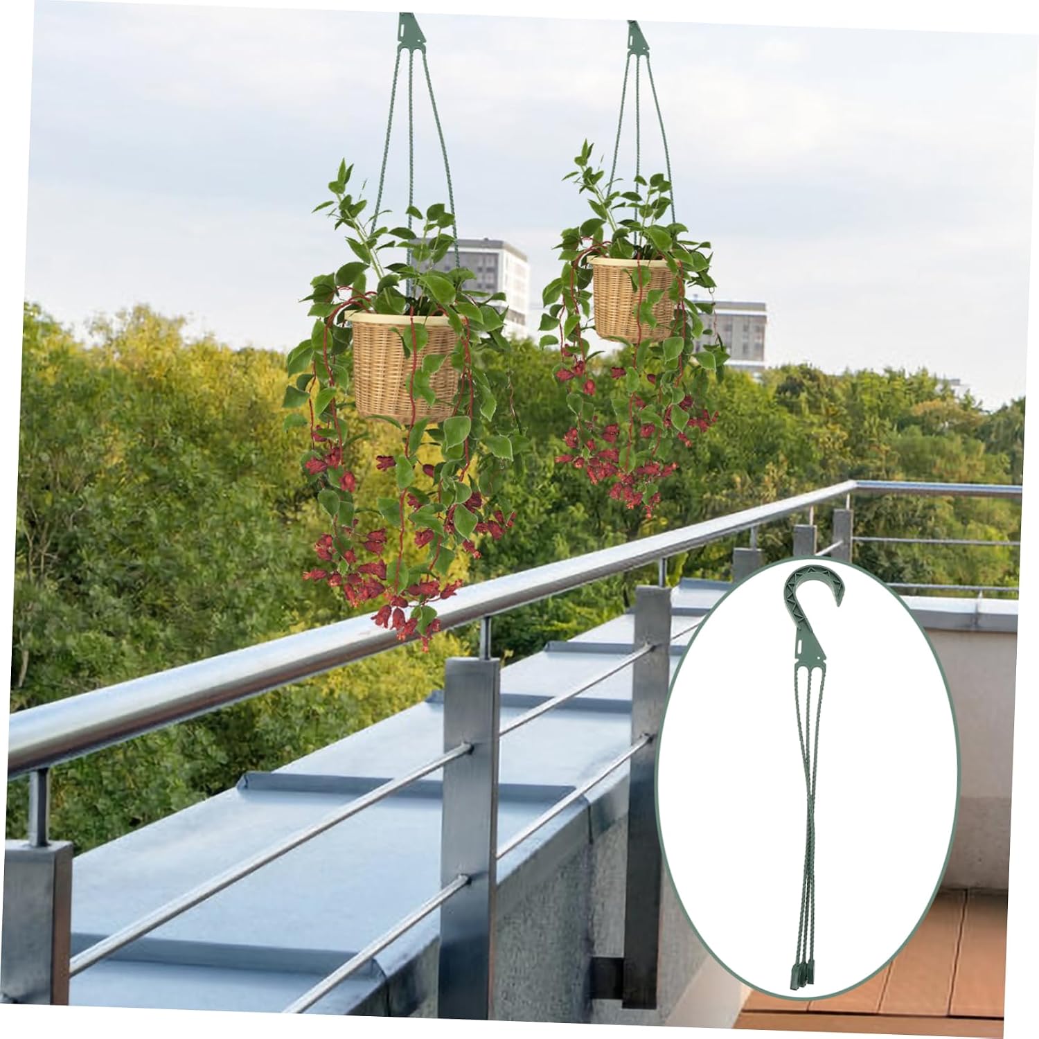 Hanging Basket Hooks 5-Pack Durable Plastic Plant Pot Hangers for Garden Balcony Indoor Outdoor Use