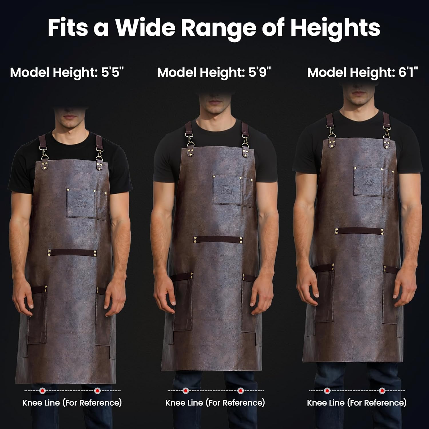 Leather Chef Cooking Apron for Men, Cross Back Apron for All-Day Comfort, Waterproof Apron with Multiple Pockets, Great for Kitchen, Baking, BBQ, Butcher Work or Crafts, Ideal Gift - Image 6