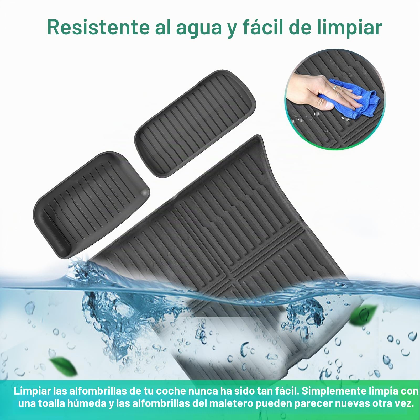 [9 PZS] GAFAT Tesla Model Y Standard 2026 2027 Juniper Alfombrillas Goma + Maletero Juego completo, TPE Todo Tipo de Clima para Suelo & Asientos Traseros & Maletero, Borde Alto 3D OEM, Protección 360°
