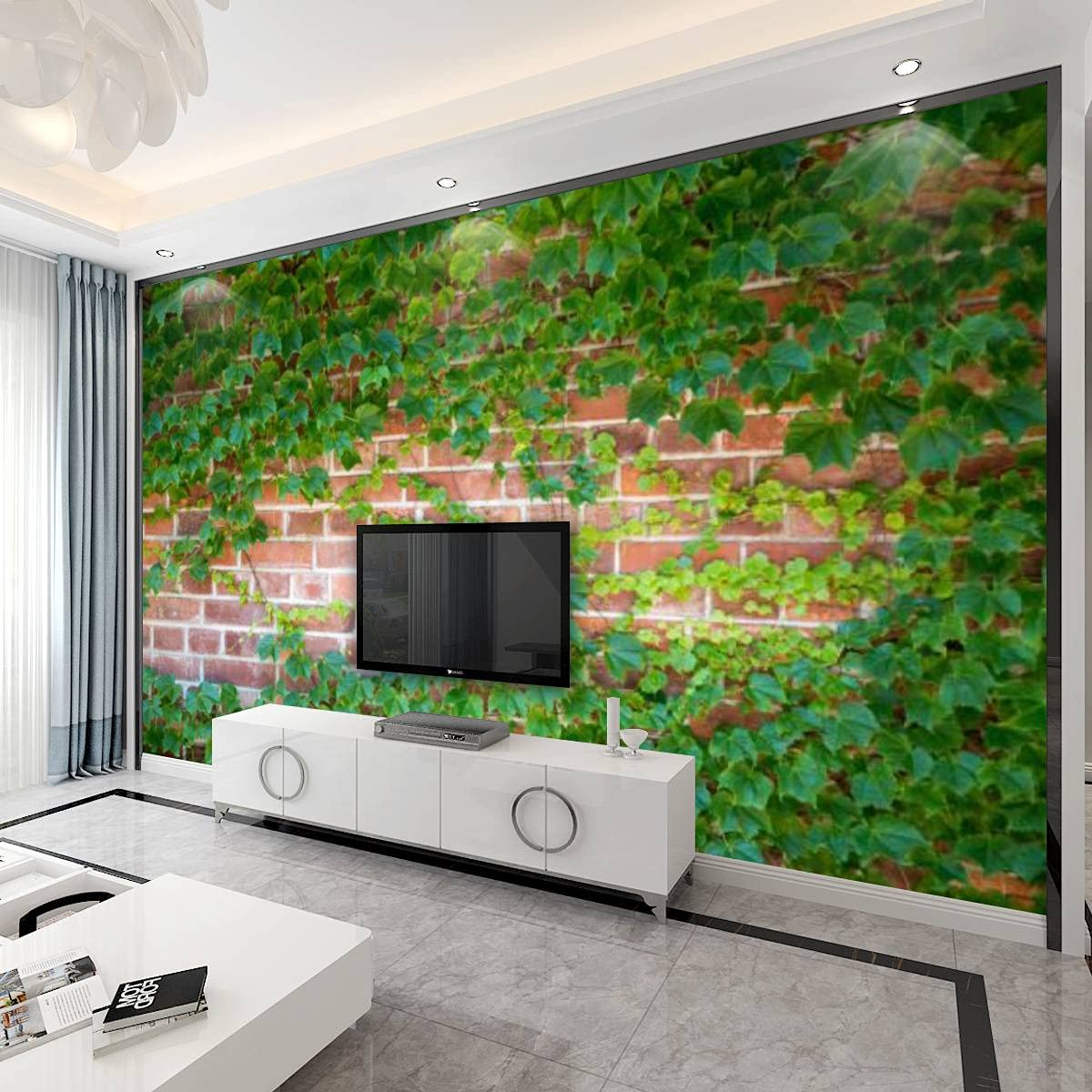 Papel Pintado Vinílico Lavable Imitación Muro De Piedra Pizarra Con