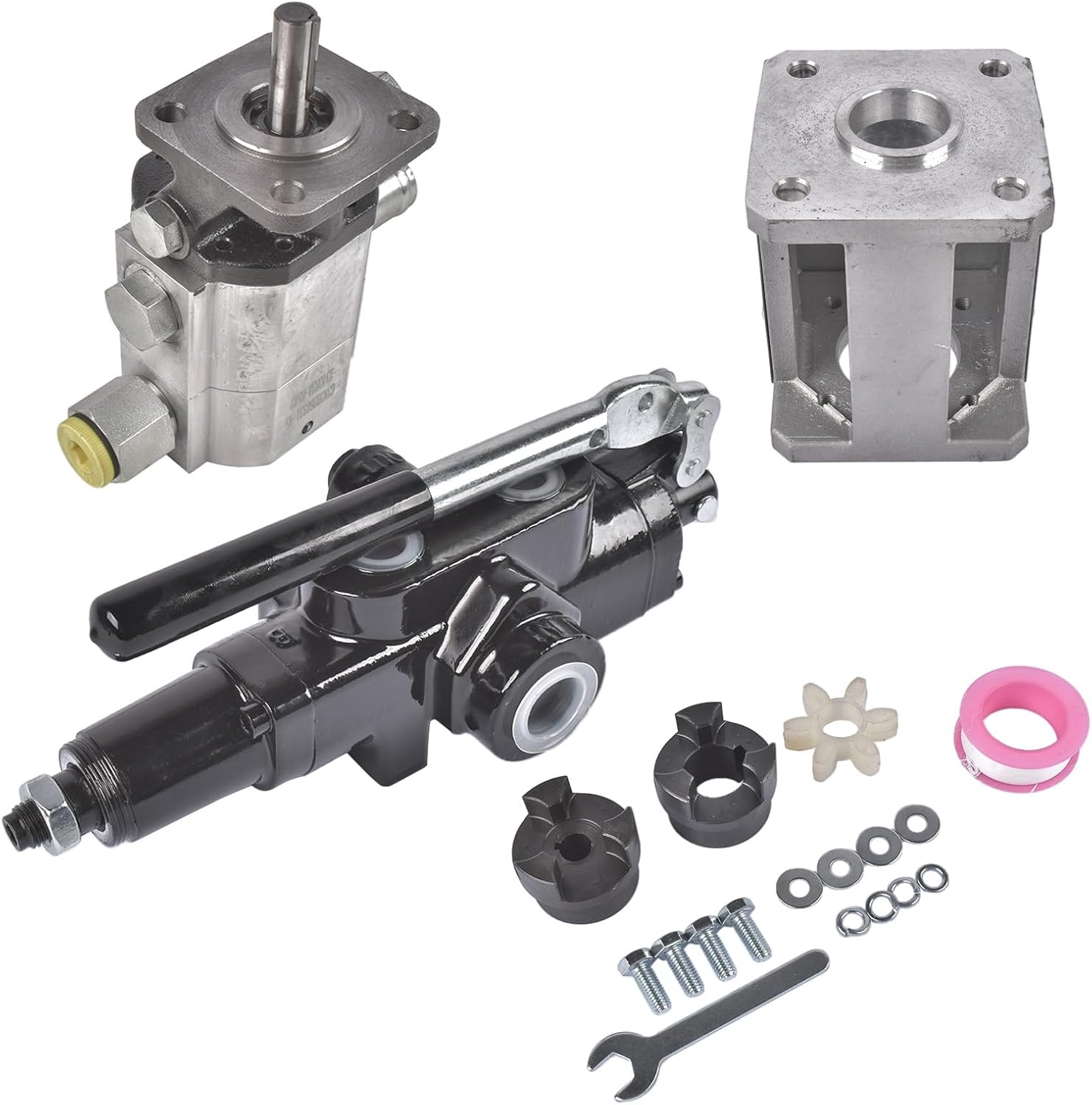 Log Splitter Assembly Kit, 16 GPM Hydraulic Pump, A7 Auto Return Valve, Mounting Bracket, Coupler for 1" Engine Crankshaft, Hardware Bolts