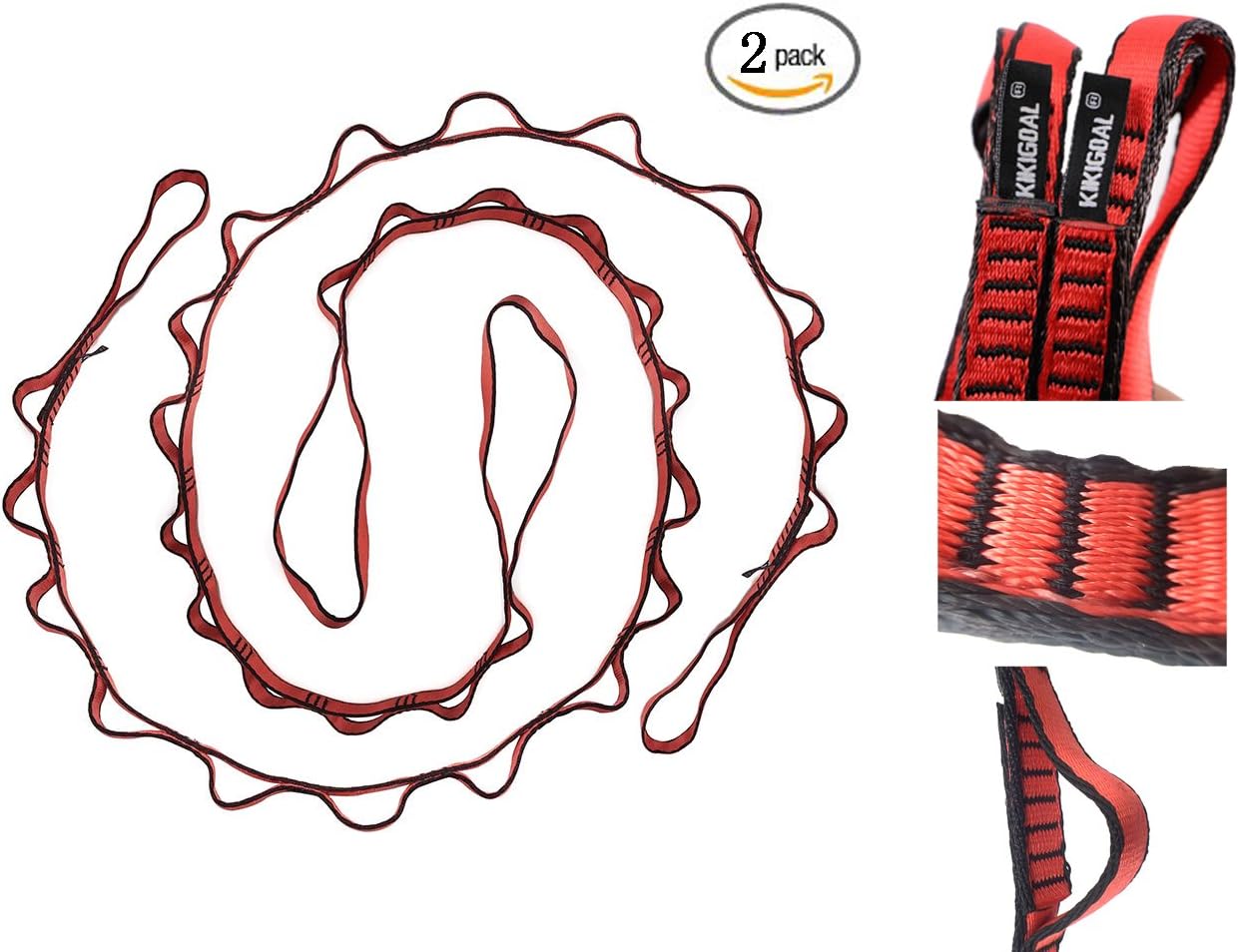 KIKIGOAL 2pcs Safety Daisy Chains Strong Climbing Strap Adjustable Nylon Strap Rope Yoga Pilates Stretching Straps image 2