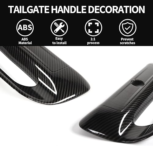 Miniatura 5 de Cubierta de Adorno de Manija de Puerta Exterior de Portón Trasero de Fibra de Carbono ABS, Cubierta de Manija de Agarre de Maletero Trasero para