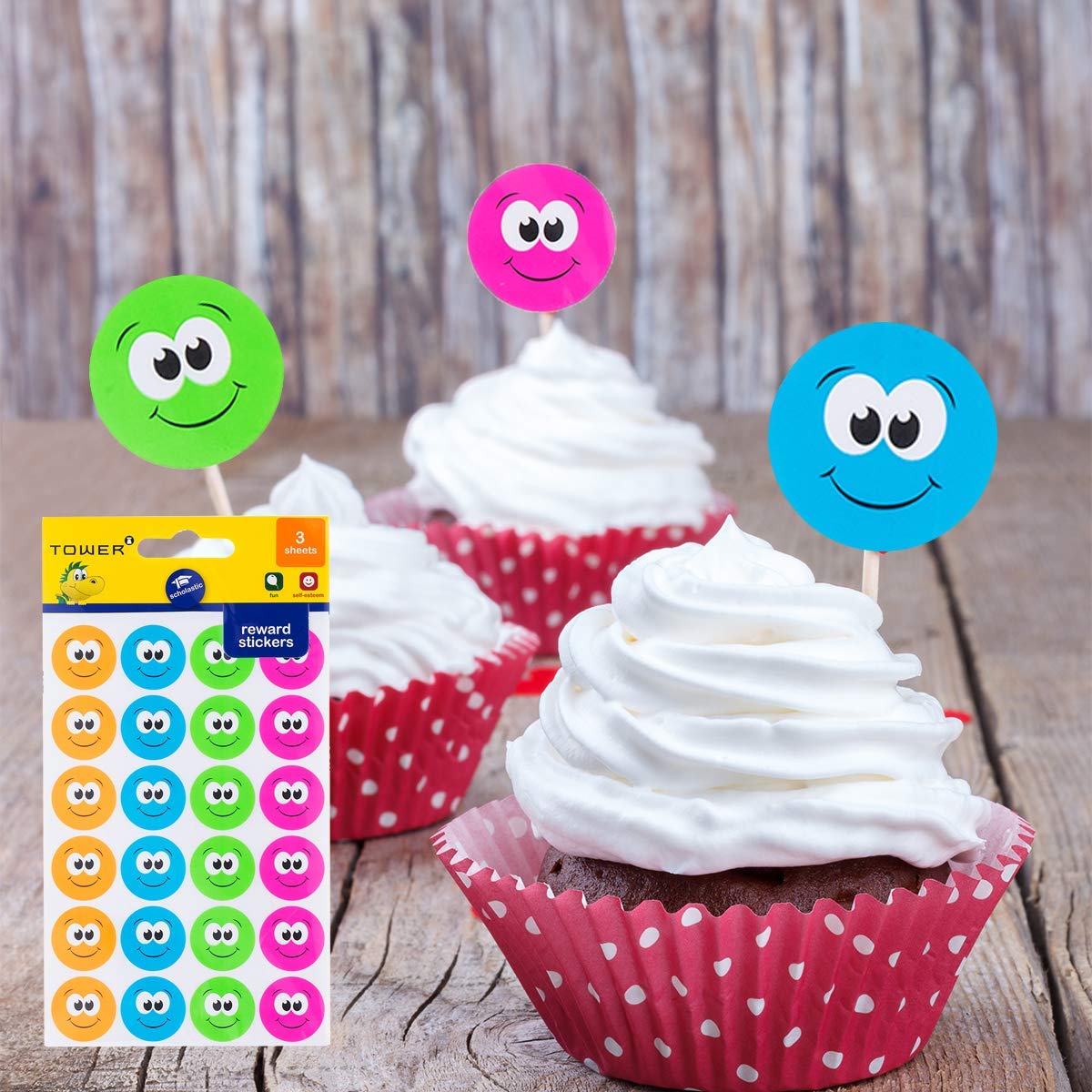 Tower Mixed Neon Happy Face Reward Stickers in Bright Colors to Reward Kids, 25 mm Diameter, Pack of 240 Stickers. Used for Decorating & Scrapbooking - Image 3