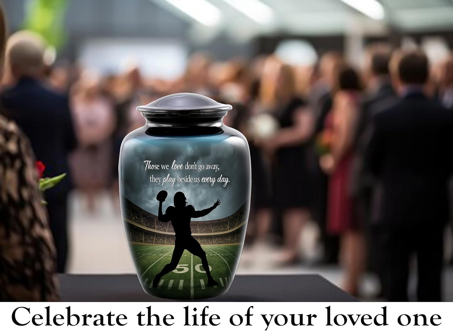 Football Cremation Urn – Quarterback Tribute Adult Urn for Human Ashes – Sports Fan Memorial Urn – Large Metal Funeral Urn for Men and Women – Holds Ashes Up to 210 lbs (Large) - Image 3