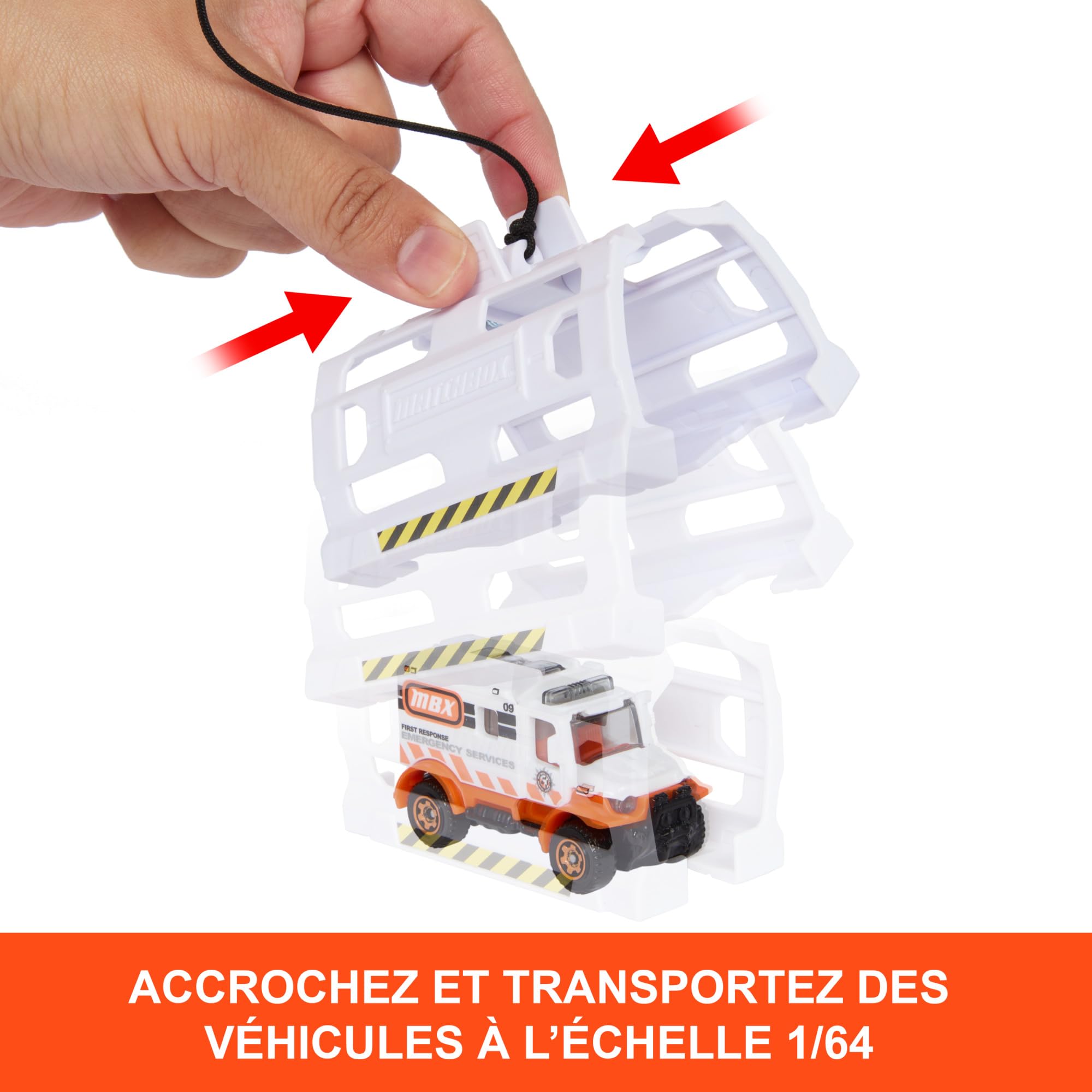 Matchbox Hélicoptère de Secours Coffret véhicule et Jeu, Grand hélicoptère de 40,5 cm Transformable en Poste de Secours, hélices actionnées à la Main, avec Ambulance en métal à l’échelle 1/64, HXM74