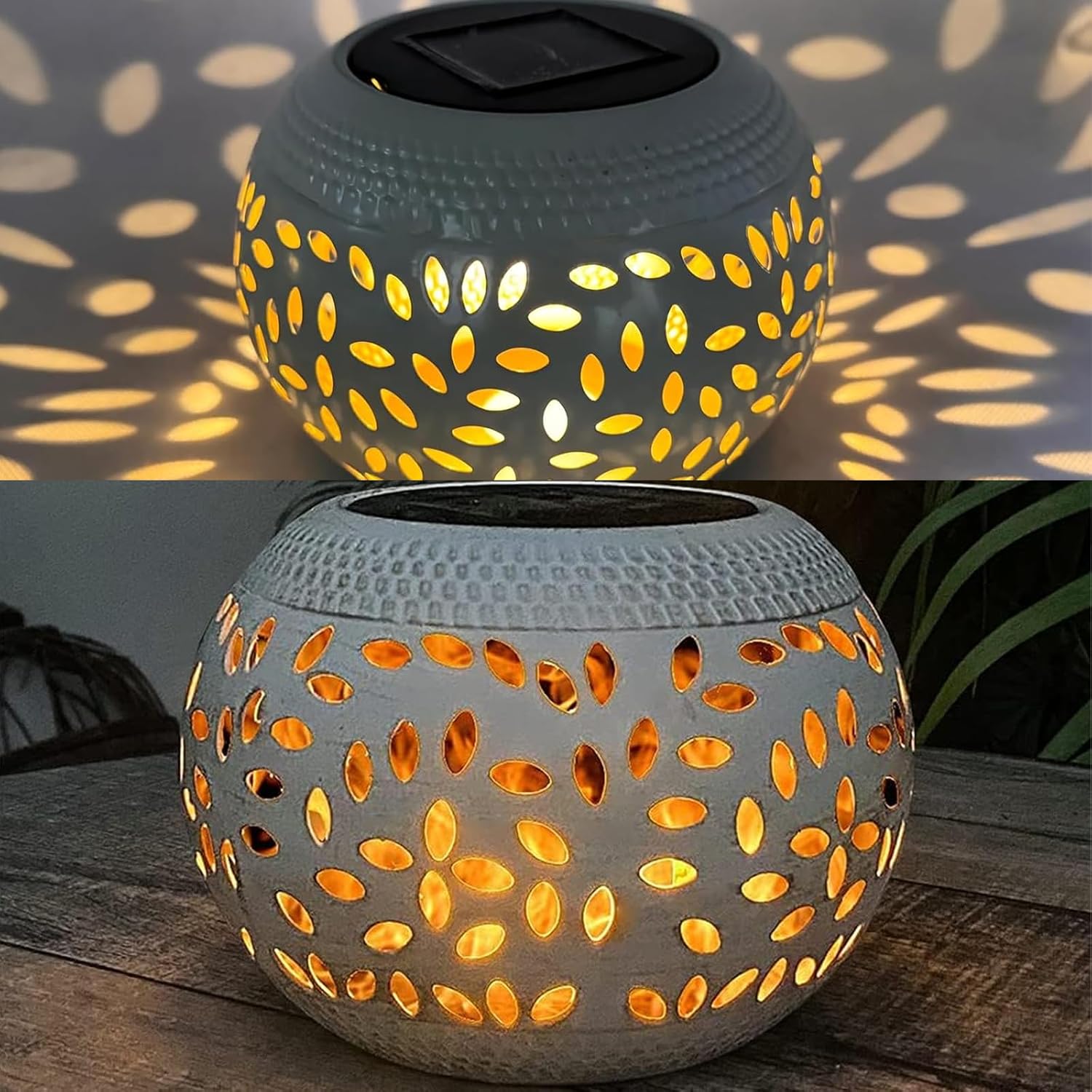 Solar Table Lights Outdoor Waterproof - Dancing Flickering Flame Lamp Metal Tabletop Light Solar Powered Decorative Lighting Lantern for Desk Bedroom Patio Garden Pathway Yard
