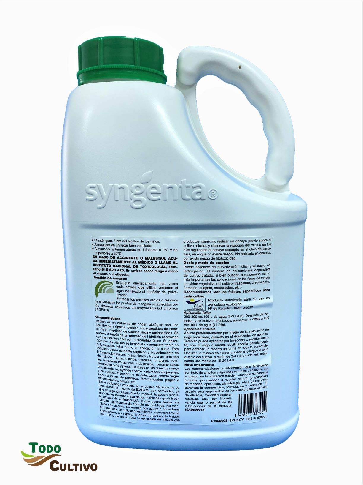 ISABION 5 litros. Abono foliar de aminoácidos, calificación ecológica. Calidad y riqueza de aplicación foliar o fertirrigación.