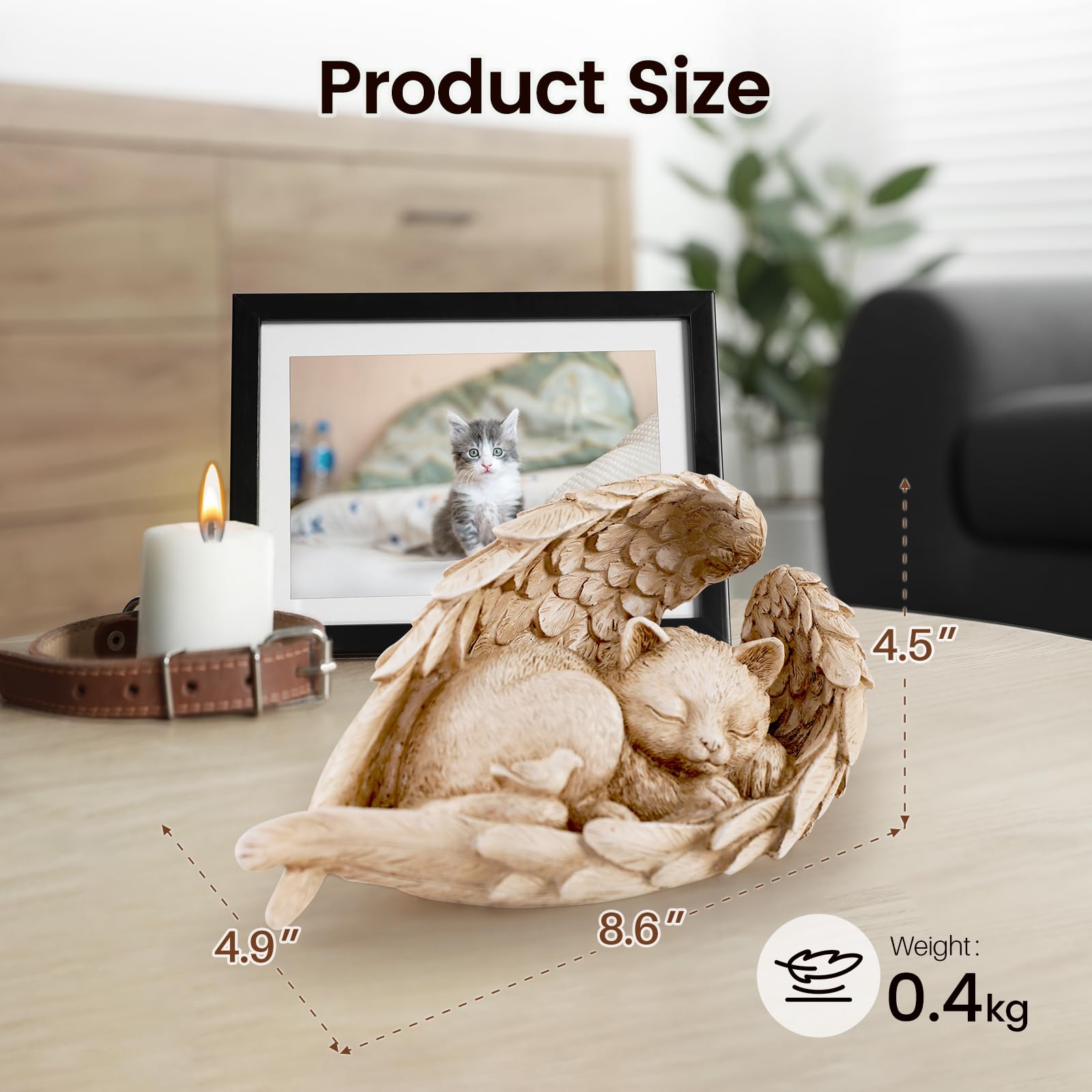 PUPIHOM Cat Memorial Stone for Outdoor, Pet Memorial Stones for Cats with Personalized Engraving, Weather-Resistant Garden Stone for Backyard & Memorial Garden to Forever Loved Cats (Light Brown)