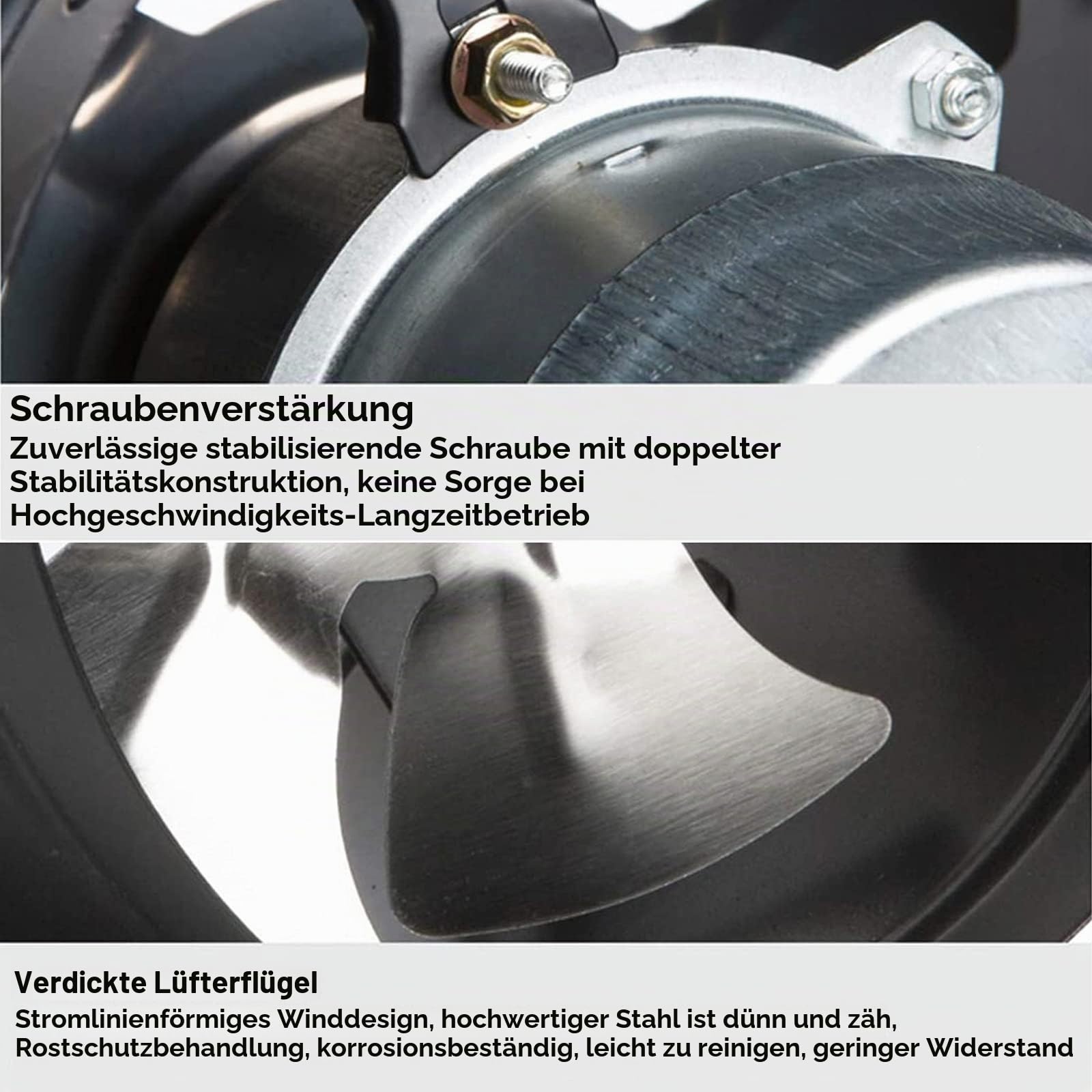 Rohrventilator 150mm, Metall Lüfter Abluftventilator 500m³/h