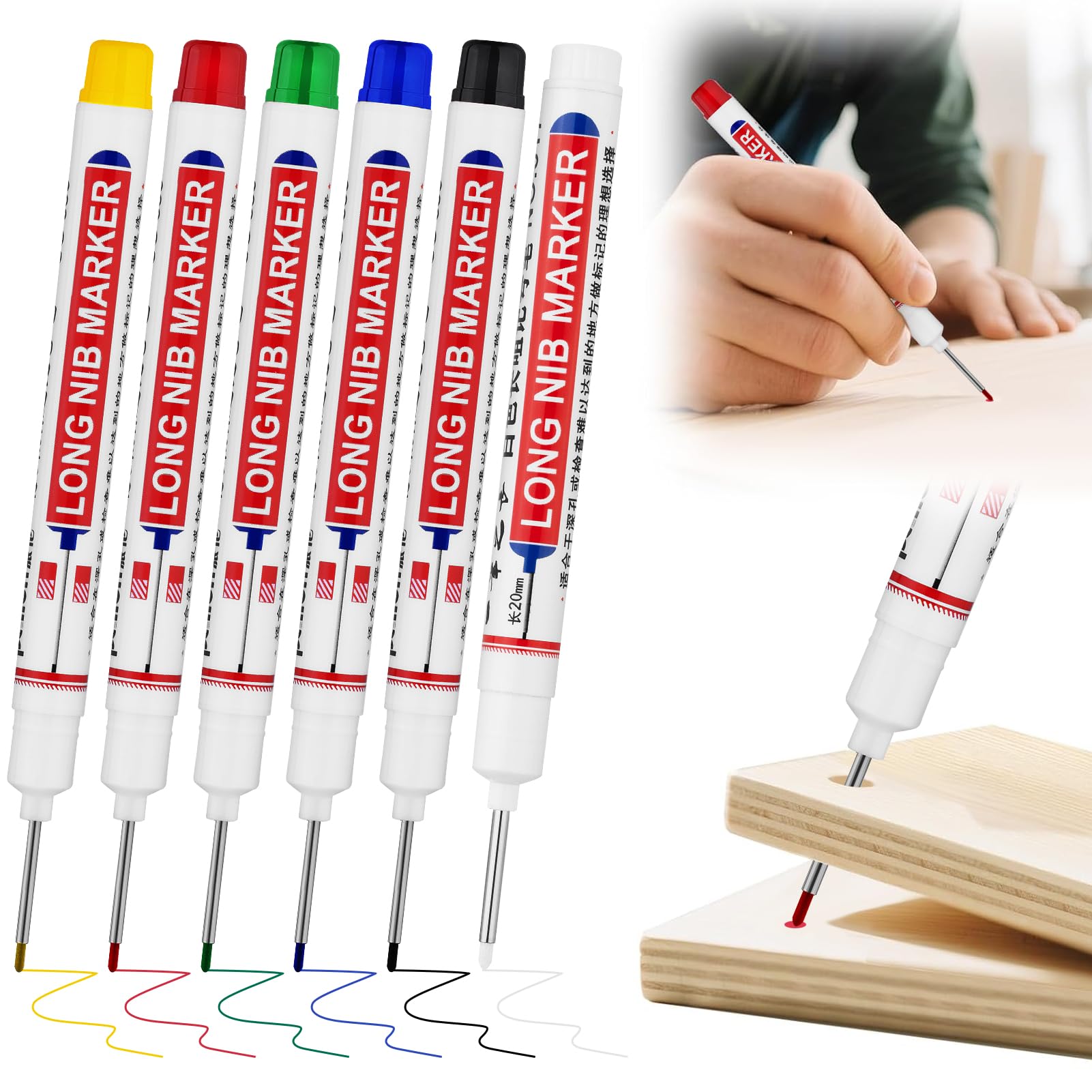 12 PCS Long Head Deep Hole Marker Pens,20mm Long Nib Marker,Longs Nose Markers,Waterproof Construction Markers Marking Tool,Permanent Markers Carpenter Ink marker Pens,Metal marking Pen — Amazon image 11