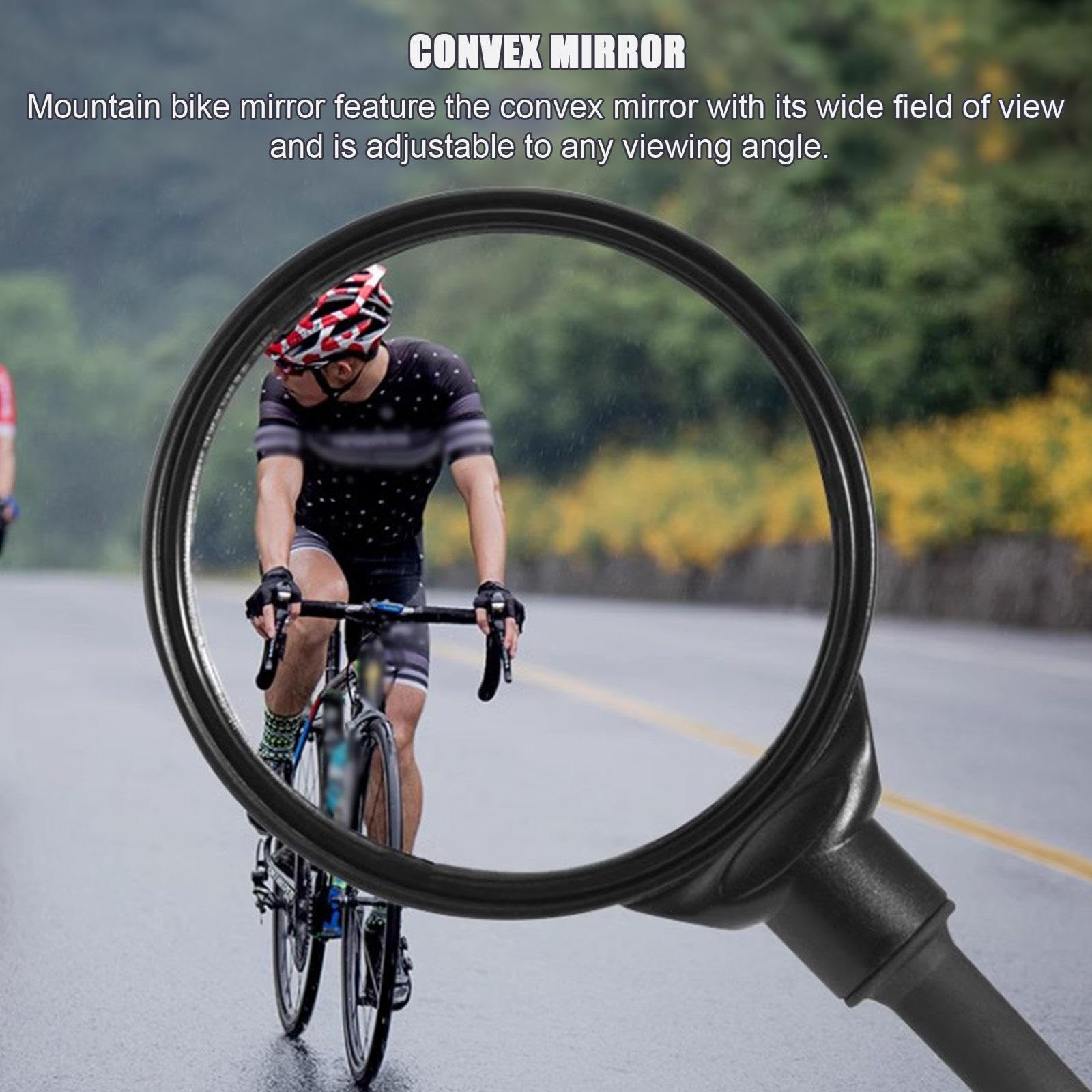Support de Guidon de Rétroviseur de Vélo Rotatif à 360 ° Miroir de Vélo Sûr pour Vélo de Route de Montagne, Moto électrique,Black Acrylic Convex-1Piece