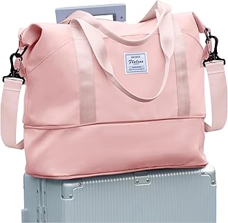 Travel Duffel Bag, Sports Tote Gym Bag, Shoulder Weekender Overnight Bag for Women