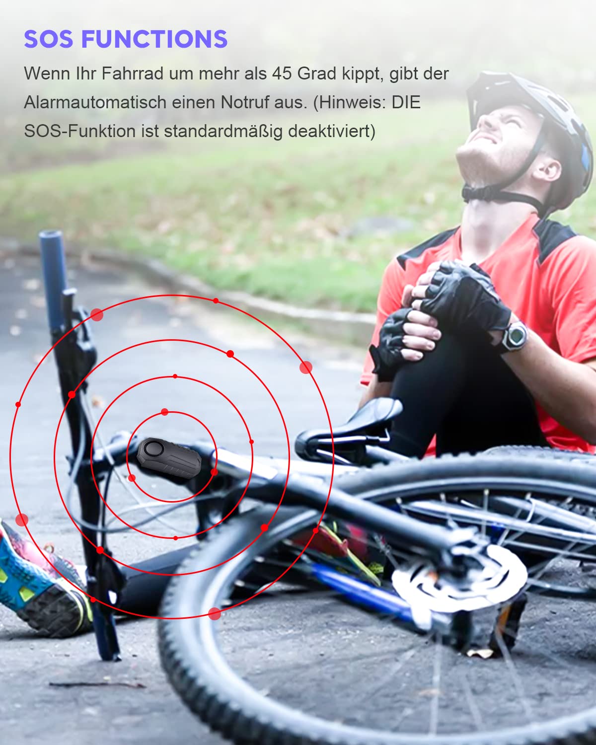 Fahrrad Alarm System,113 dB Superlaut 7-Stufen-Empfindlichkeit Fahrrad alarmanlage mit Fernbedienung Geeignet für Fahrrad/Motorrad/Auto/Tür