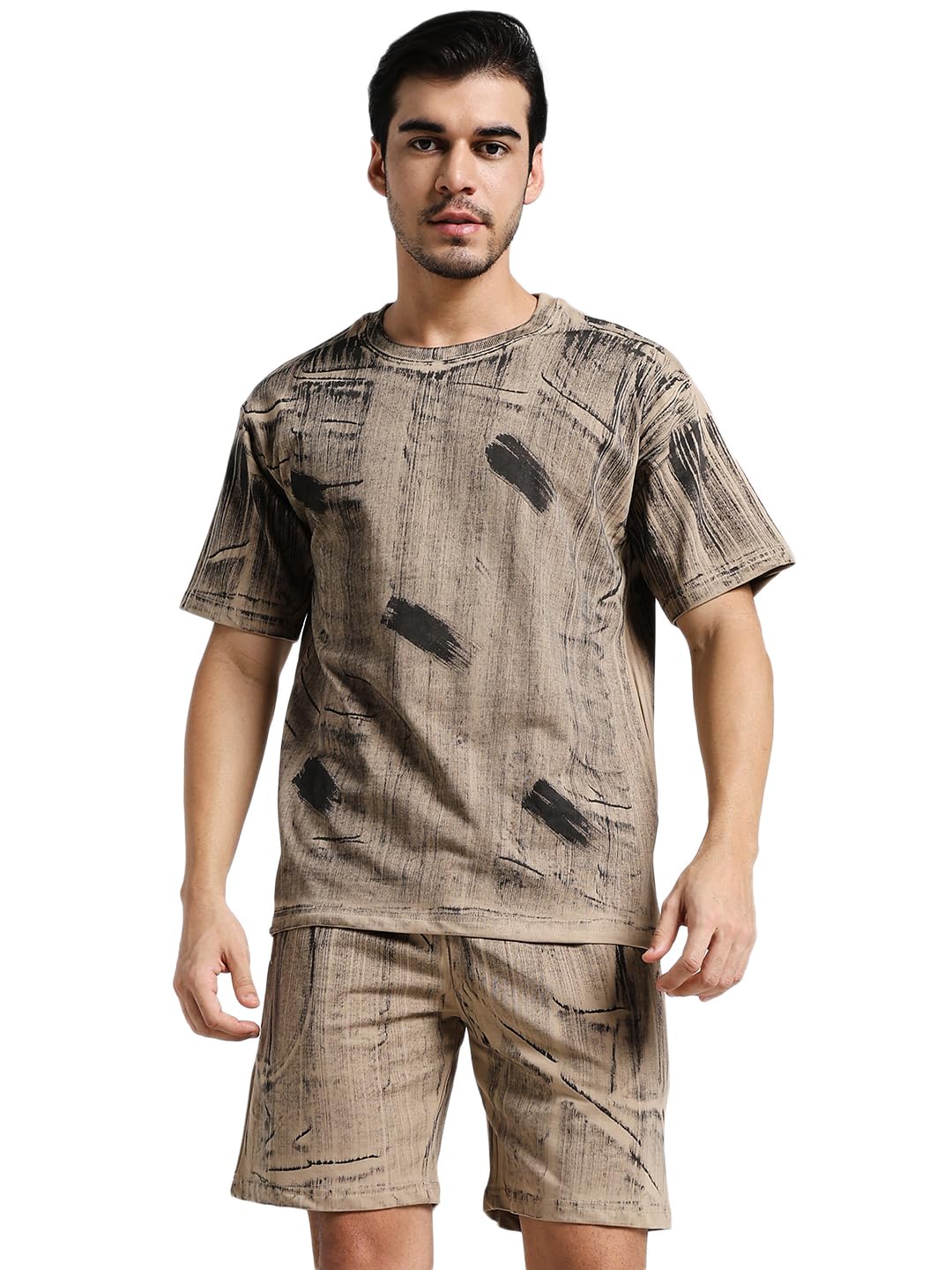 Vogaan Men's Cotton Short Sleeve Tracksuit Summer T Shirt & Shorts Set with 2 Pockets || Casual Co-ord Sets-image-4