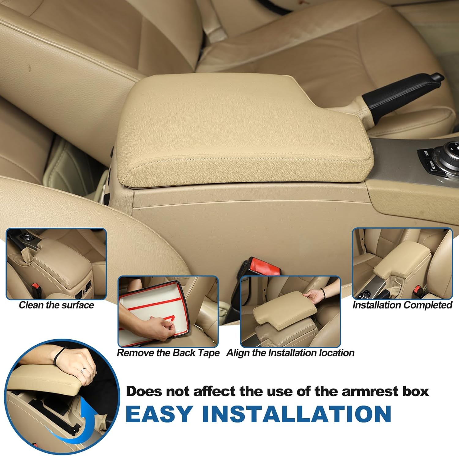 Car Center Console Cover Compatible with BMW 3 Series 2005-2012 E90 E91 E92 E93 323i 325i 328i 328xi 330i 335d 335i 335is 335xi,Center Seat Armrest Storage Box Panel Protect Trim Accessories (Beige)