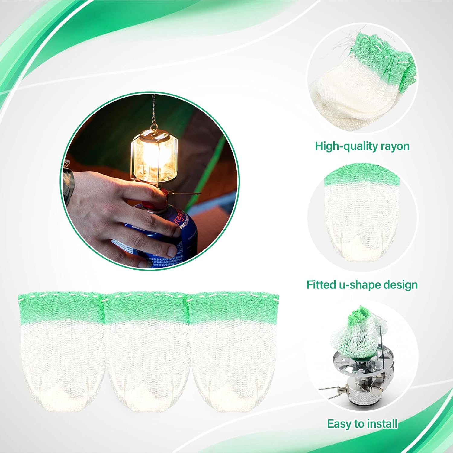 40 Pieces Propane Lantern Mantles Camping Lantern Accessories Gas Lamp Mantles Gas Lantern Covers U Shape Mantles for Outdoor Camping Lantern - Image 3