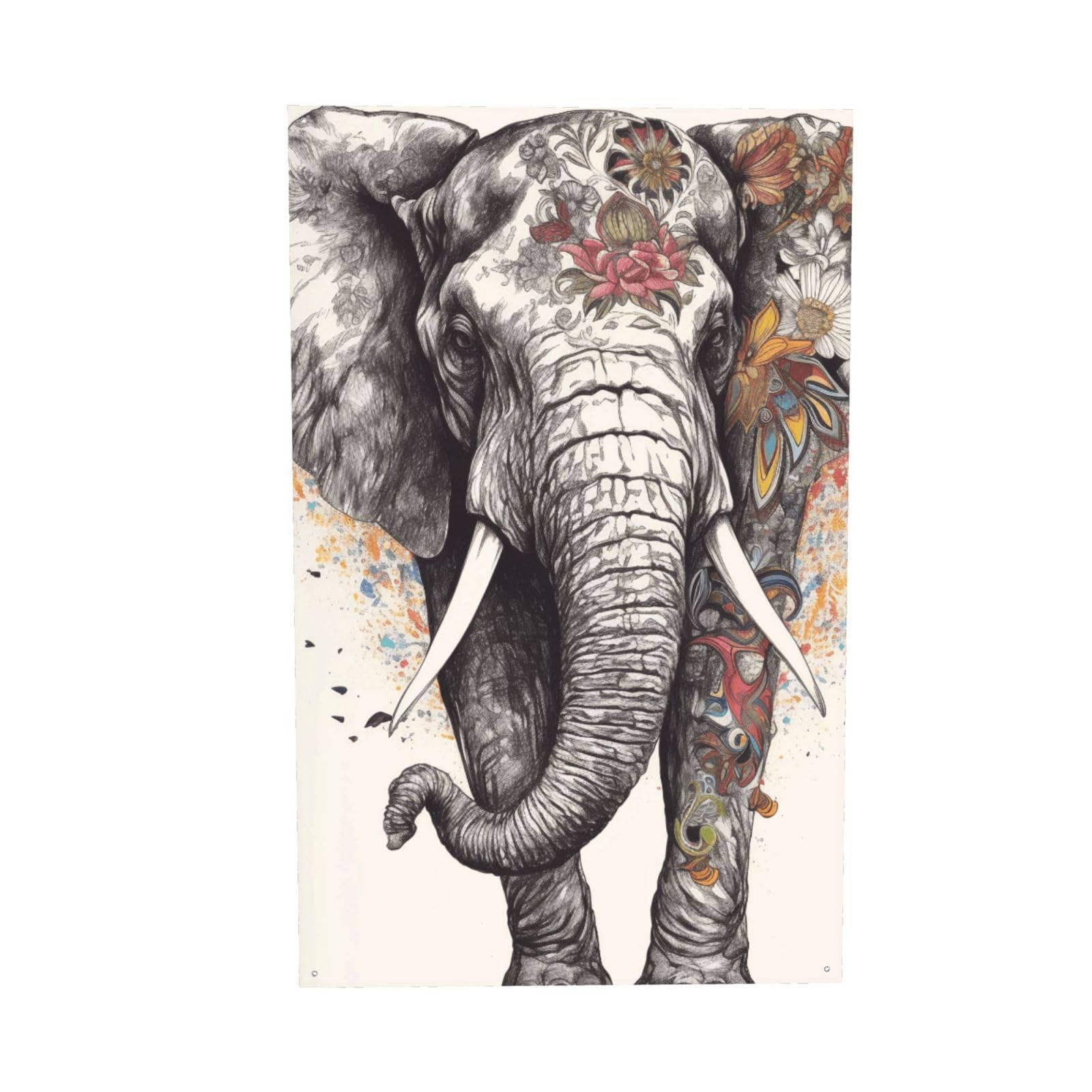 Bannière éléphant décoratif grand drapeau mural intérieur fête