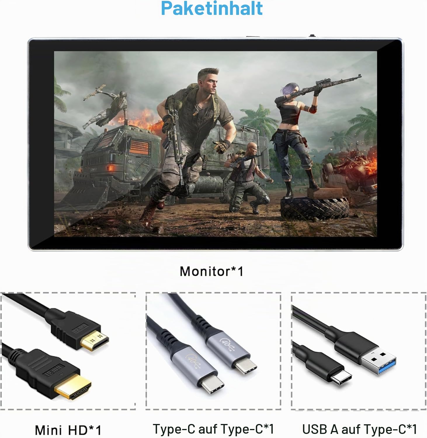 wisecoco 7 Zoll tragbarer Monitor Touchscreen, Mini Monitor IPS 1080P 1920 * 1080 60Hz, LCD-Display zweiter Bildschirm Kleiner USB C HDMI, ultradünnes Leichtgewicht für Gaming PS5 Xbox Laptop PC