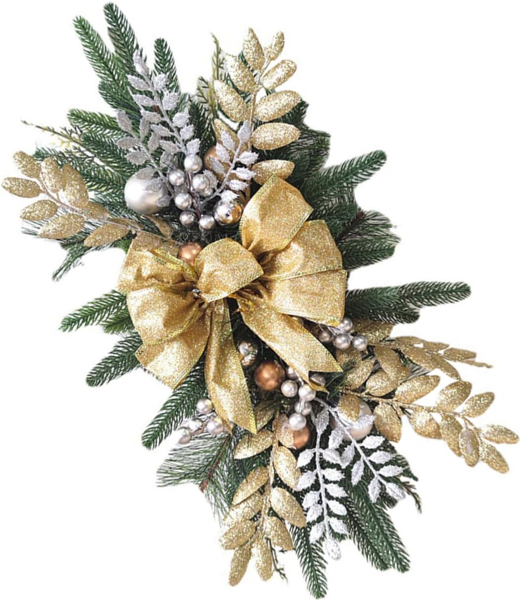 Xmas Stair Railing Swag Wreath Decor Ornament for Front Door Wall Christmas Garland for Holiday Celebrations Wear-Resistant Design