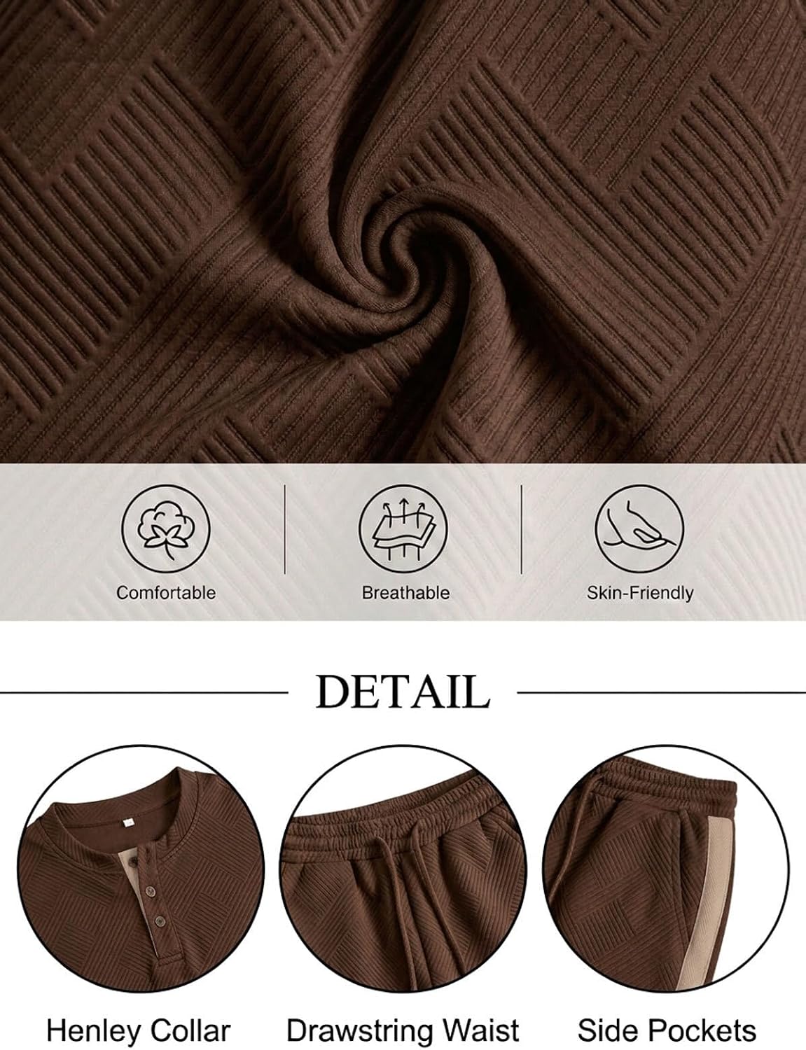 Angbater Men's Short Sets 2 Piece Outfits Summer Textured Short Sleeve Shirt Drawstring Shorts Beach Vocation Tracksuits
