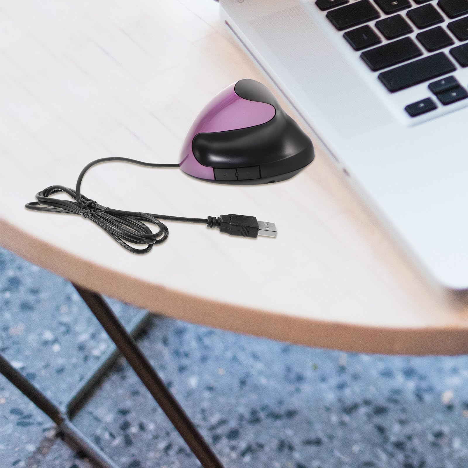 STOBAZA Mouse Ergonomico Verticale Filo Usb, 5 Tasti Regolabili, Design Leggero in Abs per Ufficio e Computer, Mouse Cablato Supporto per Polso Viola