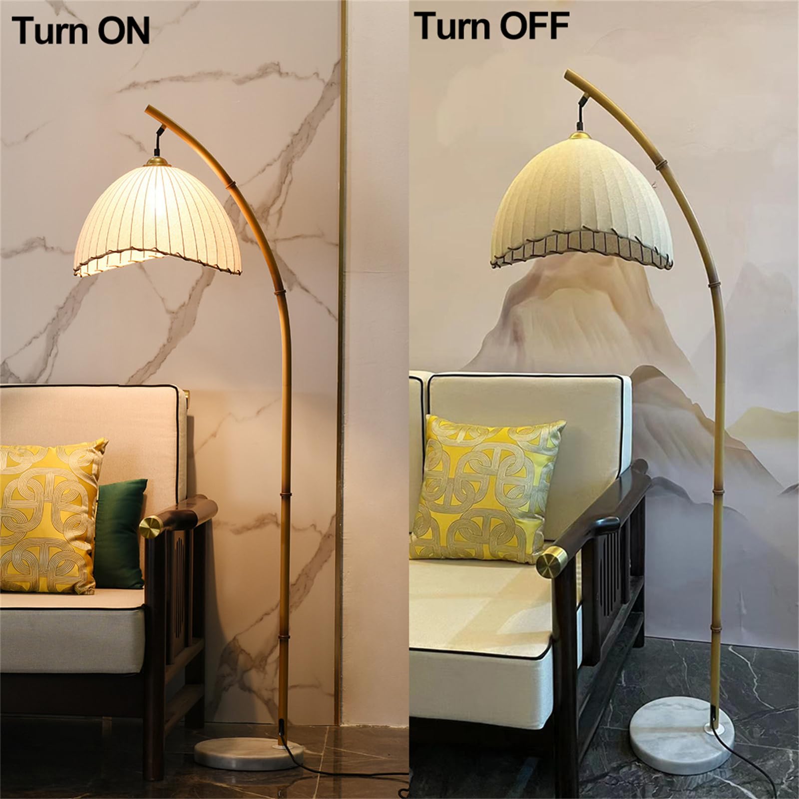 Einzigartige Retro-Bambus-Bogen-Stehlampe  Vertikale Hngeleuchte im  Vintage-Stil mit 3 Farbtemperaturen zum Lesen, Essen und fr Schlafzimmer   Kompaktes Design fr die Inneneinrichtung, das Wohnzim : Amazon.de:  Beleuchtung
