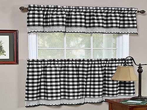 Vista 67 de Juego de cortinas de cocina, con festón, con visillo Hopewell Blanco