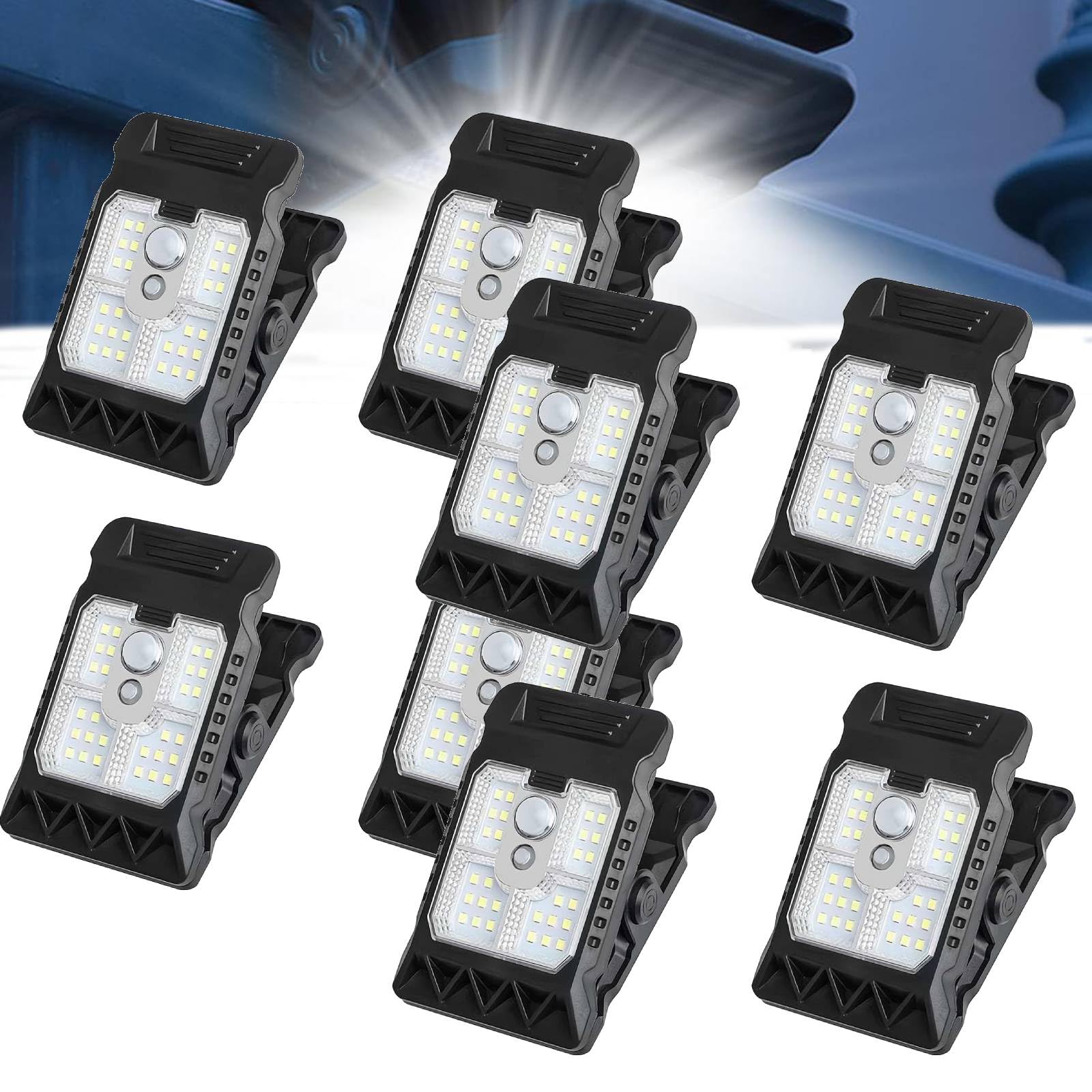 Solar Clip Light with Motion Sensor,8Pcs 2026 New Portable Outdoor LEDLight for Camping,Waterproof Portable Solar PoweredLight,Adjustable Clip On Light for Fence Patio Garage Camping Yard Emergency