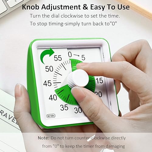 Miniatura 2 de Temporizador visual para niños y adultos, temporizador de cuenta regresiva de 60 minutos con operación silenciosa y herramienta de gestión del