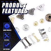 Vista 3 de Glarks 152 pares de ganchos y ojos de costura de 3 estilos con kit de broches para coser, 4 colores de cierres de gancho y ojal, botones a presión