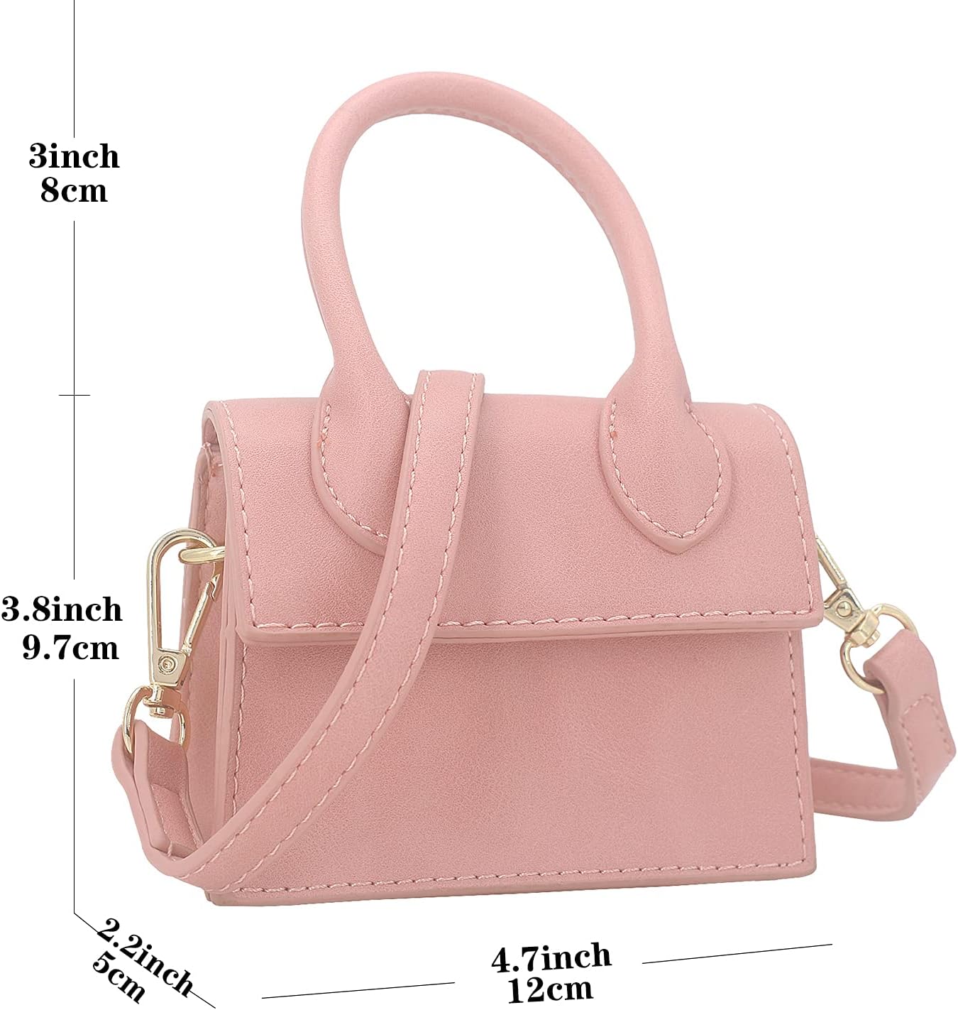 Mini Crossbody Bag for Women Girls Synthetic Leather Flap Purse Styling Top-Handle Clutch Handbag - Image 4
