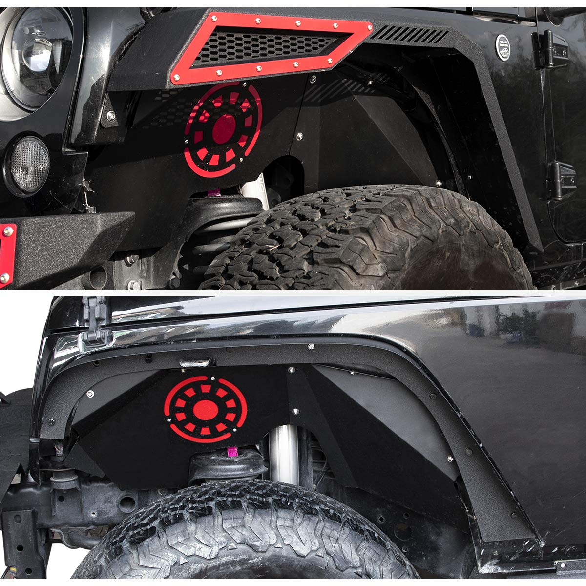 oEdRo Front Inner Fender Liners Flat Front & Rear Flares Compatible