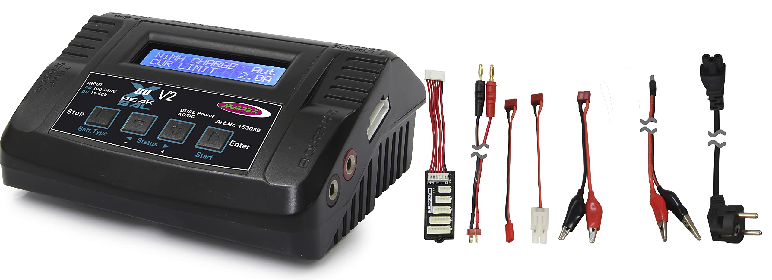 Ladegerät X-Peak 80 V2 - Eingebauter Dual Power AC/DCAdapter 230V und 11-18V, interner unabhängiger Lithium Akku Balancer; Ladegeraet Lipo Akku, Modellbau